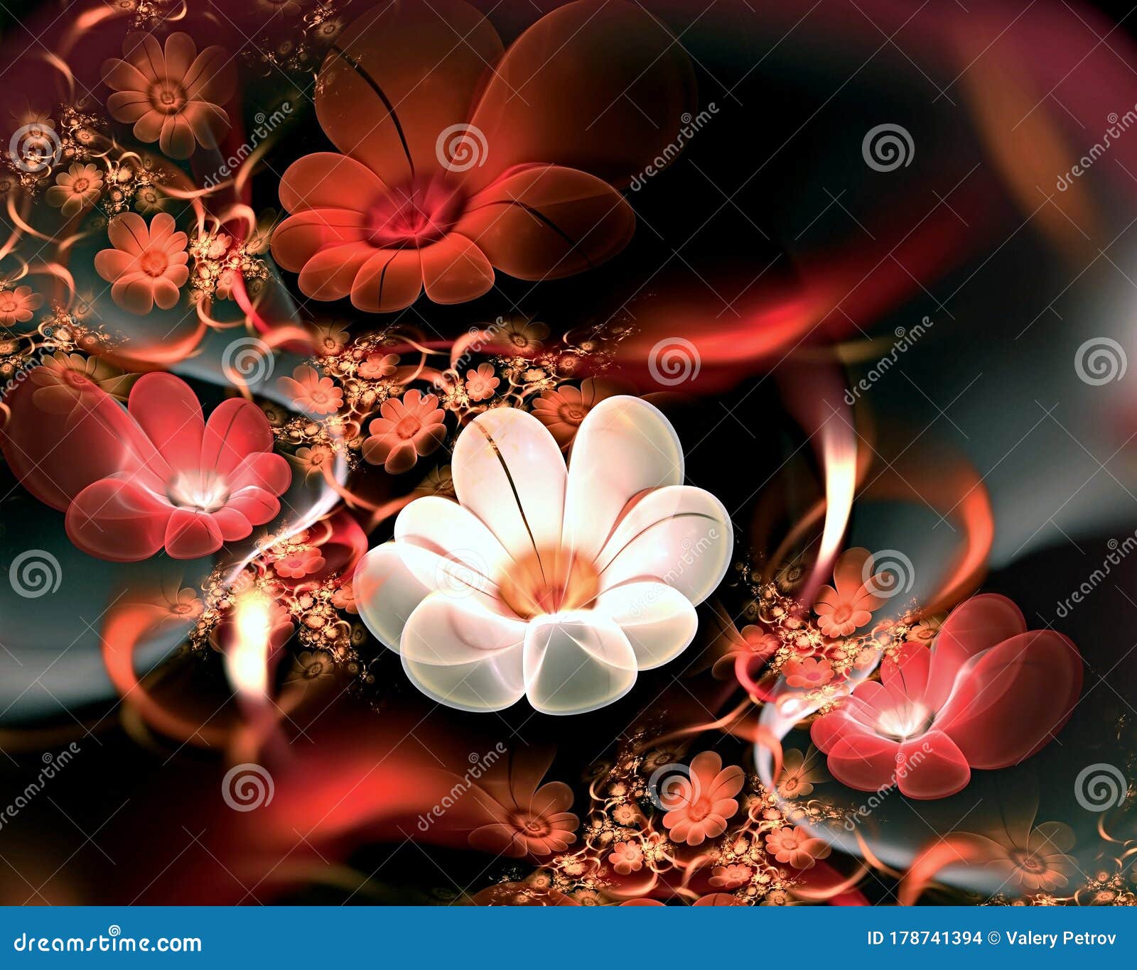 Abstract Fractal 3d Flowers on a Dark Background. Multi-colored Fractal  Image Stock Illustration - Illustration of magic, background: 178741394