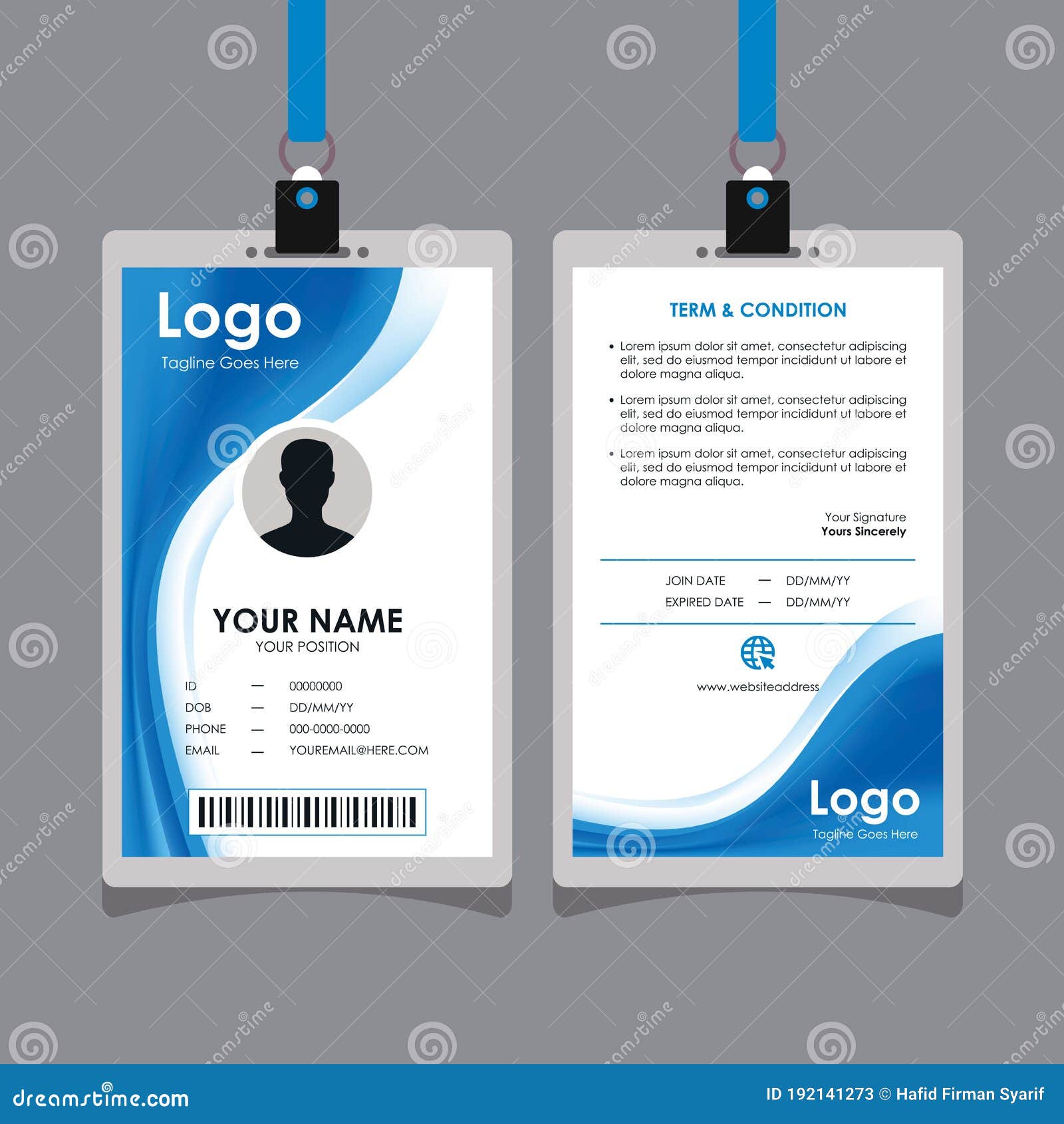 Abstract Elegant Blue White Wavy Id Card Template Vector Stock Vector -  Illustration Of Membership, Identity: 192141273