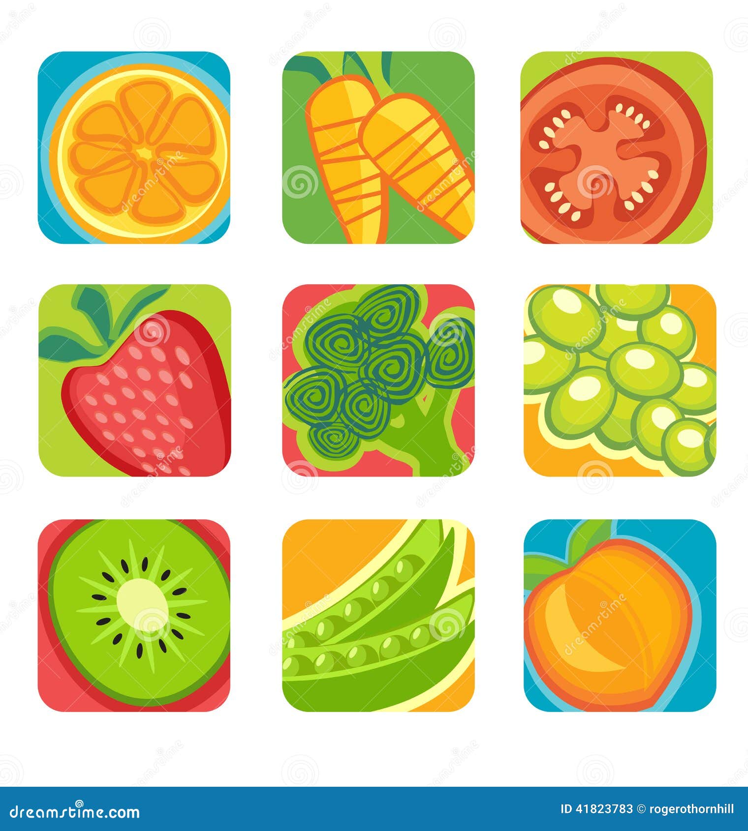 Abstract Fruit And Vegetable Icons Stock Vector - Image: 418237831325 x 1300