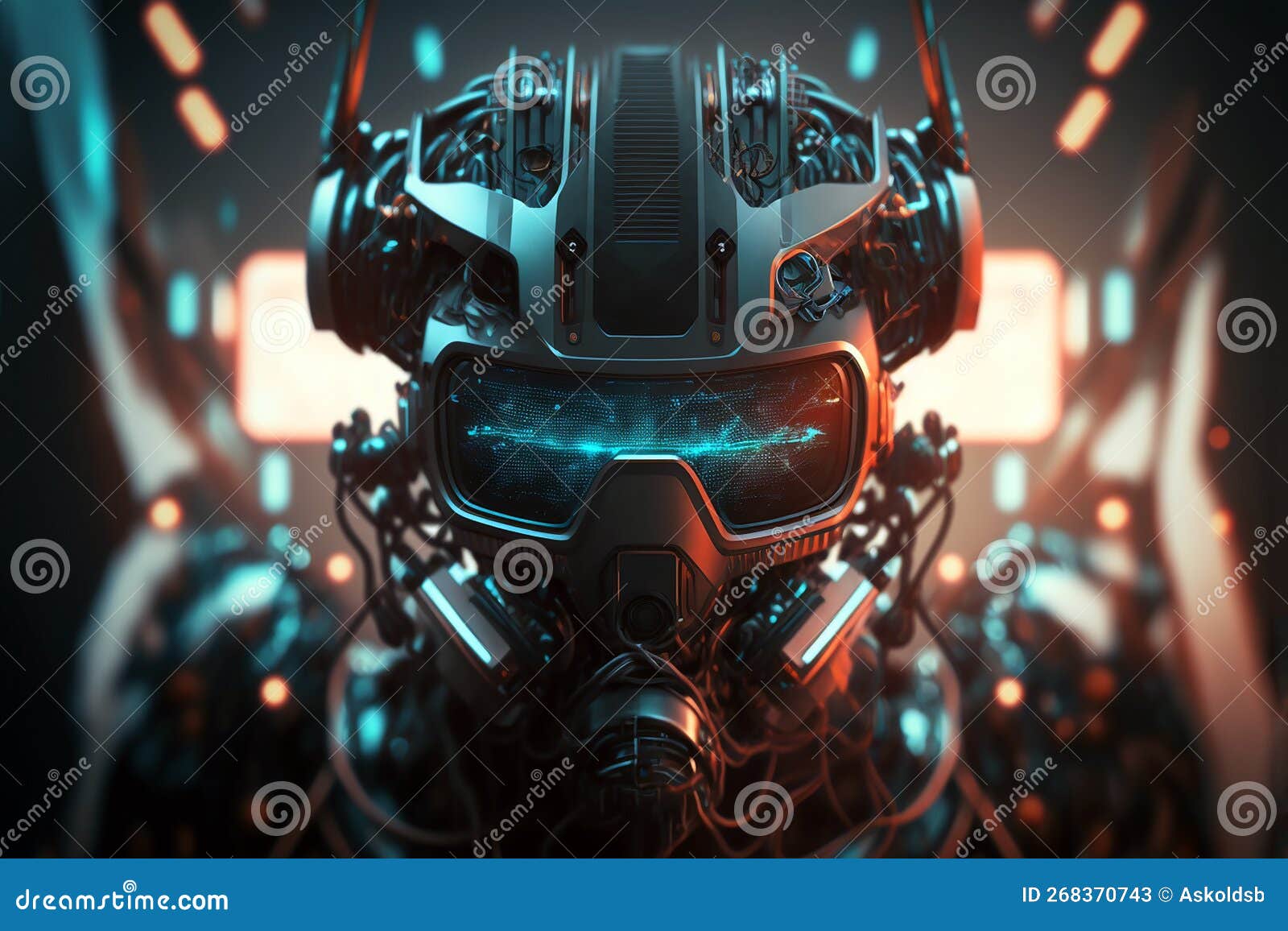 abstract furistic ai android robot, humanoid technology concept, generative ai