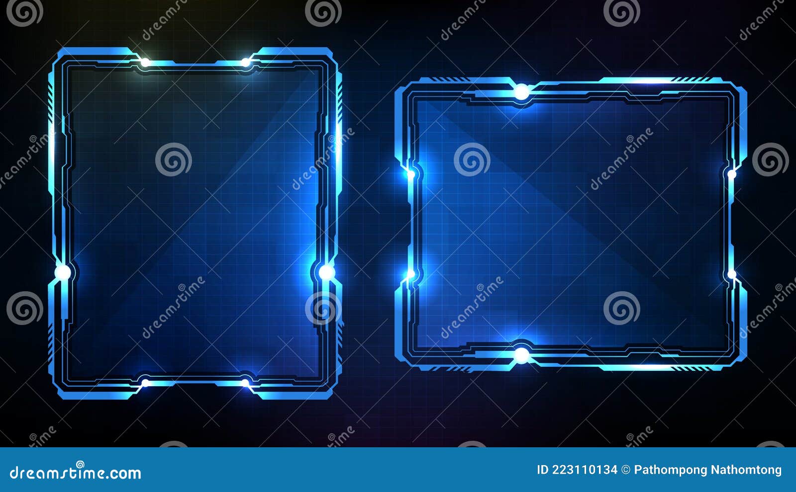 futuristic background of blue glowing technology sci fi frame hud ui