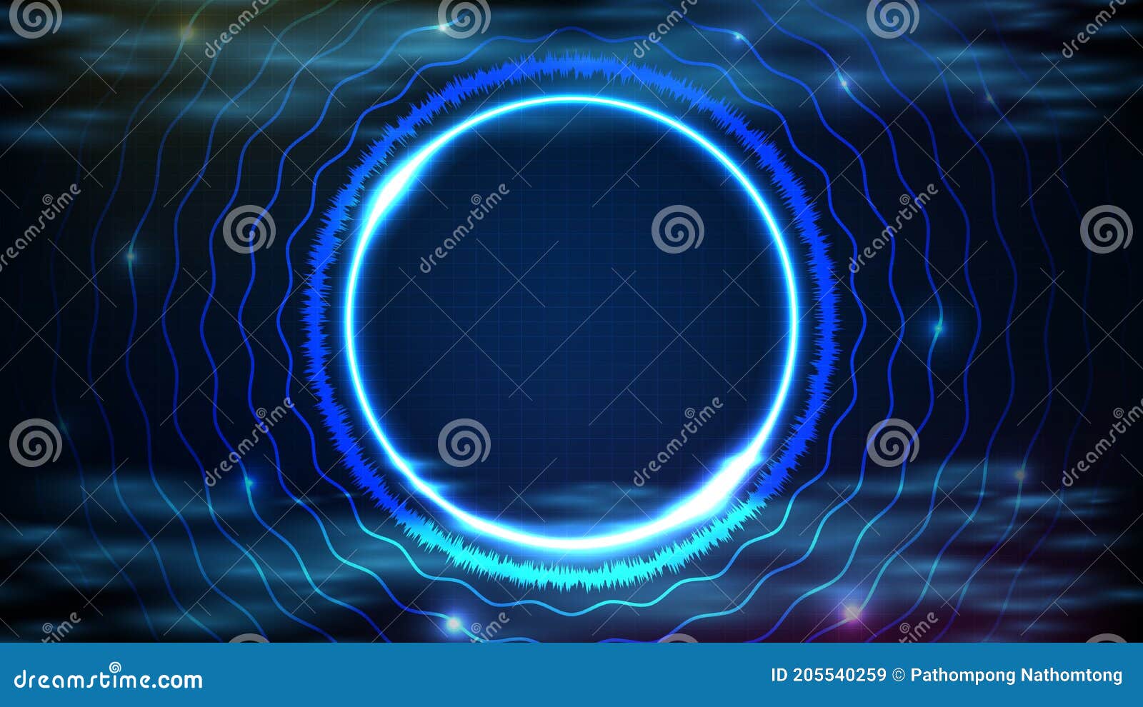 Futuristic Background of Blue Neon Circle Round Frame with Sound Equalizer  Wave DJ Music Stock Vector - Illustration of binary, background: 205540259
