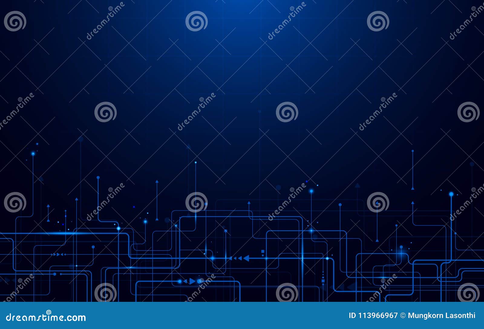 abstract futuristic circuit board and hi-tech digital technology concept. dark blue background.