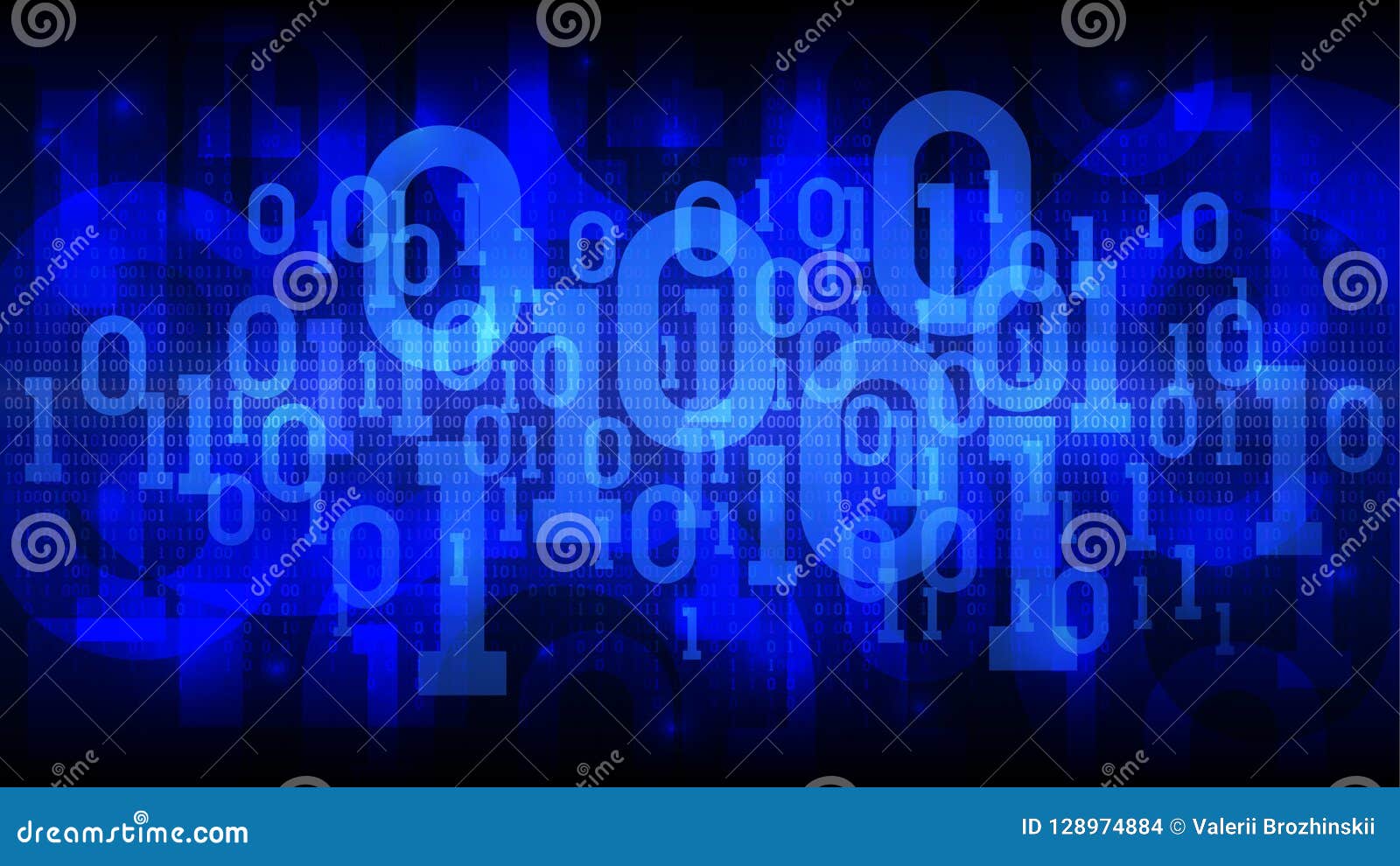 Abstract Futuristic Cyberspace With Binary Code Matrix Blue Background