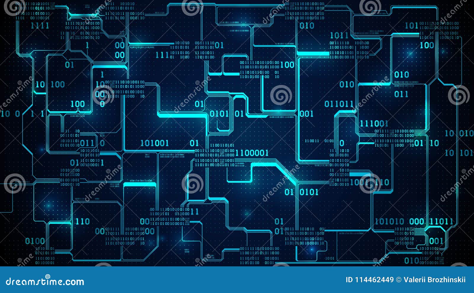 Abstract Electronic Circuit Board Binary Code, Neural Network and Big ...