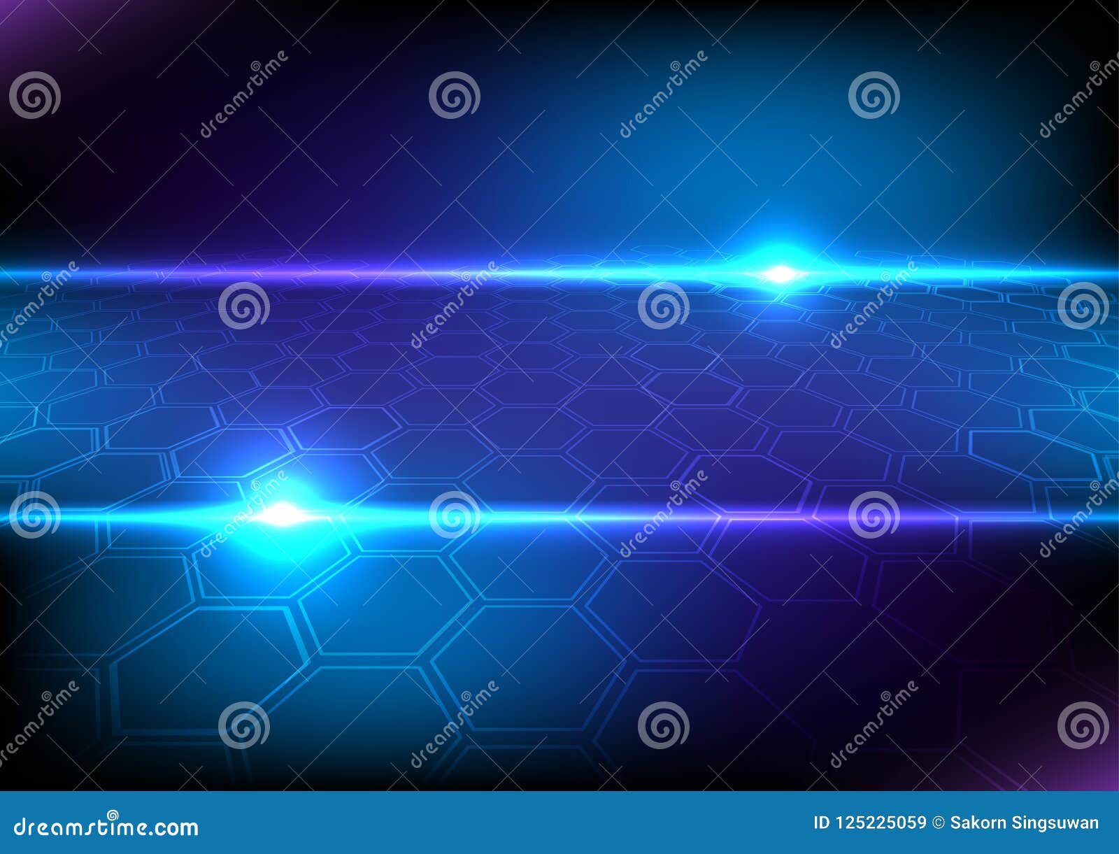 abstract futuristic hexagon with light illustration vect stock