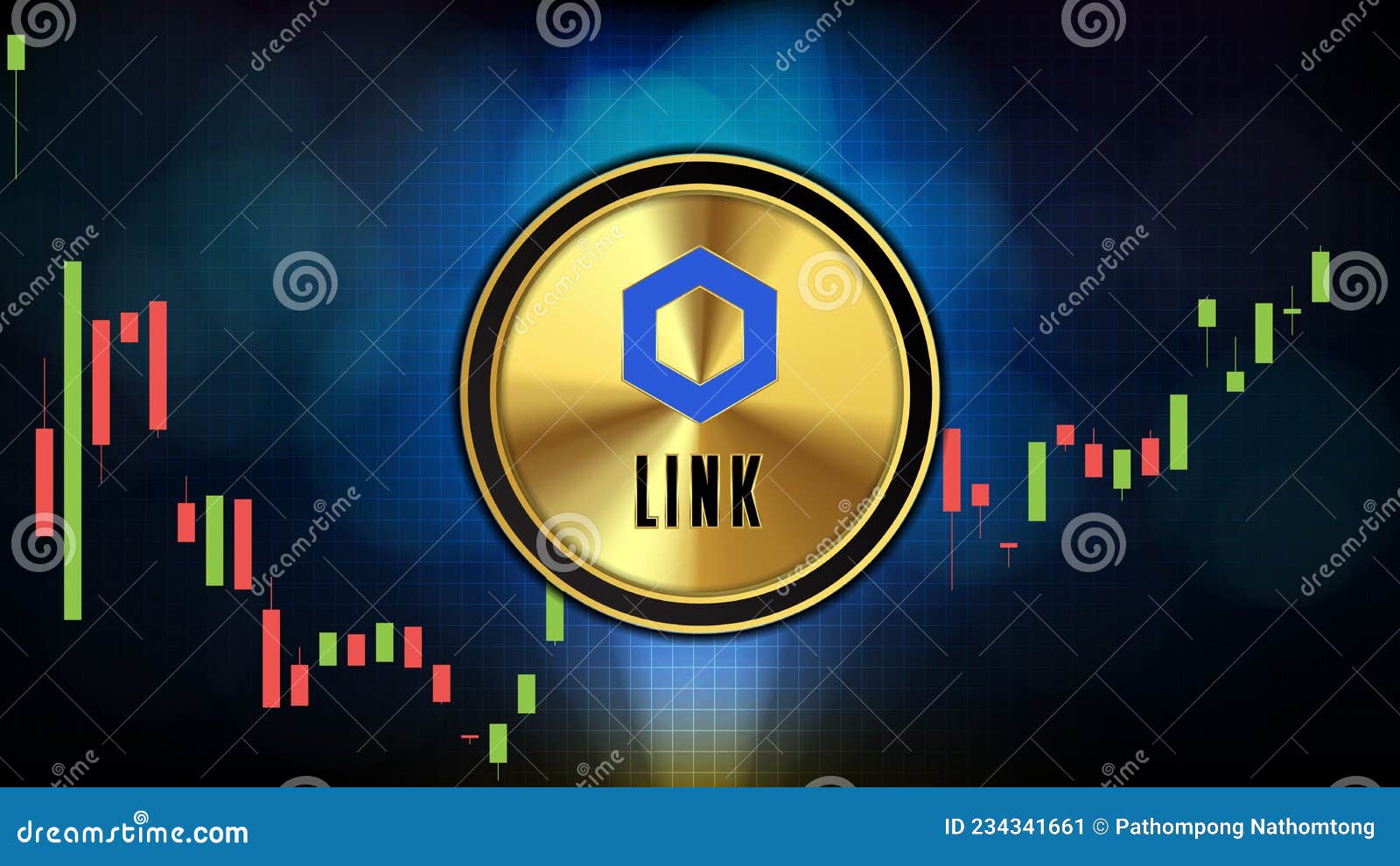 Futuristic Technology Background of Chainlink LINK Price Graph Chart Coin Digital Cryptocurrency