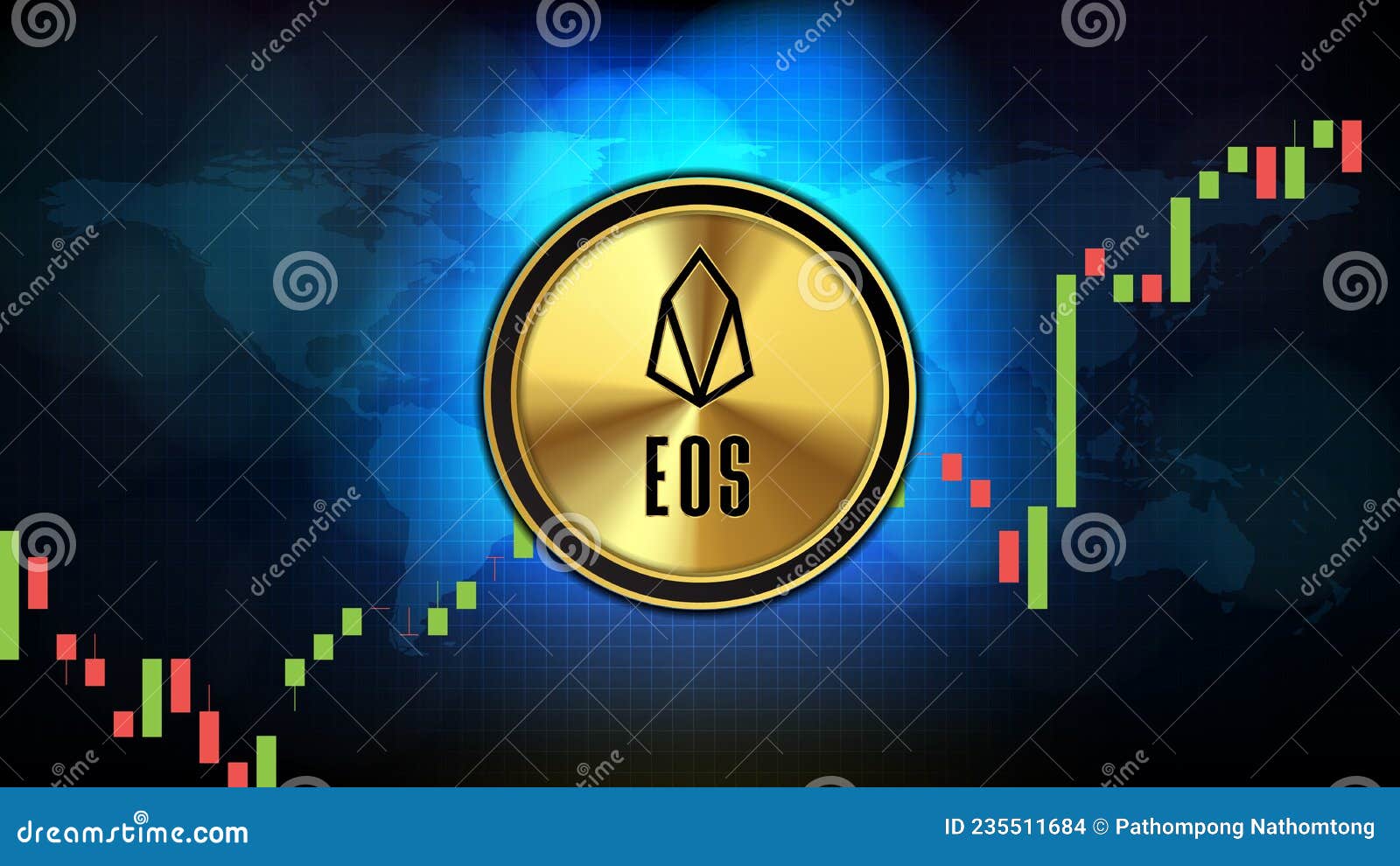 Technology Background of EOS EOS Price Graph Chart Coin Digital Cryptocurrency Stock Vector