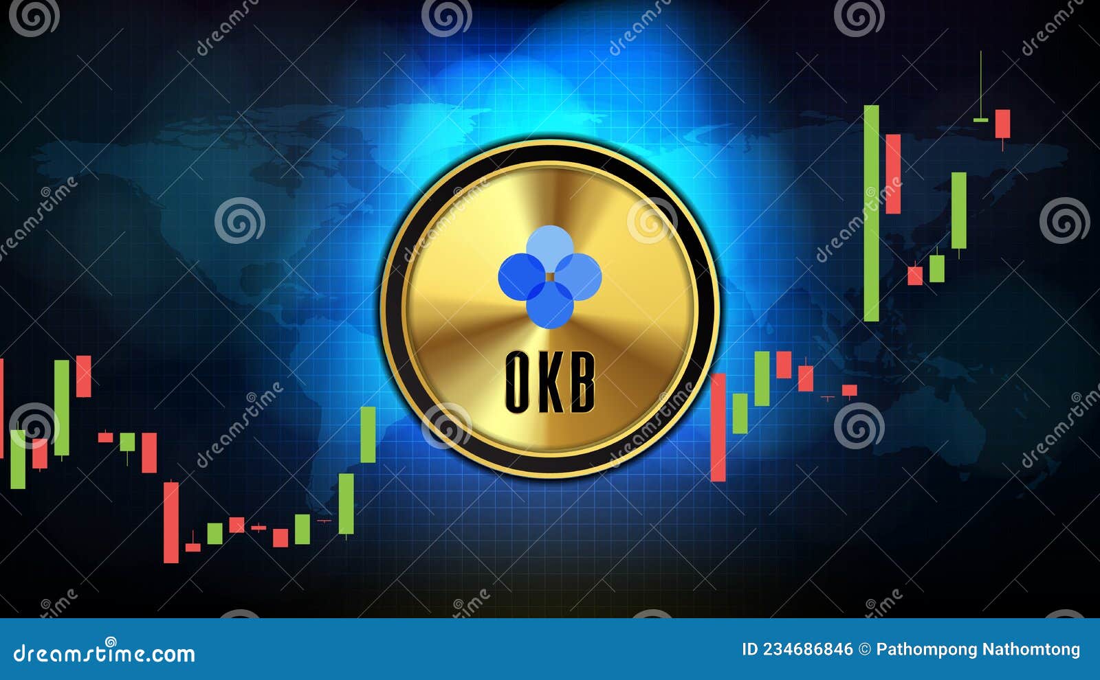 Futuristic Technology Background of OKB OKB Price Graph Chart Coin Digital Cryptocurrency Stock