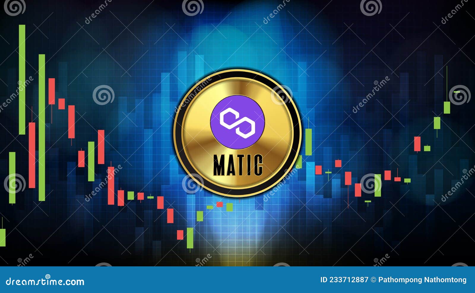 Futuristic Technology Background of Polygon MATIC Price Graph Chart Coin Digital Cryptocurrency