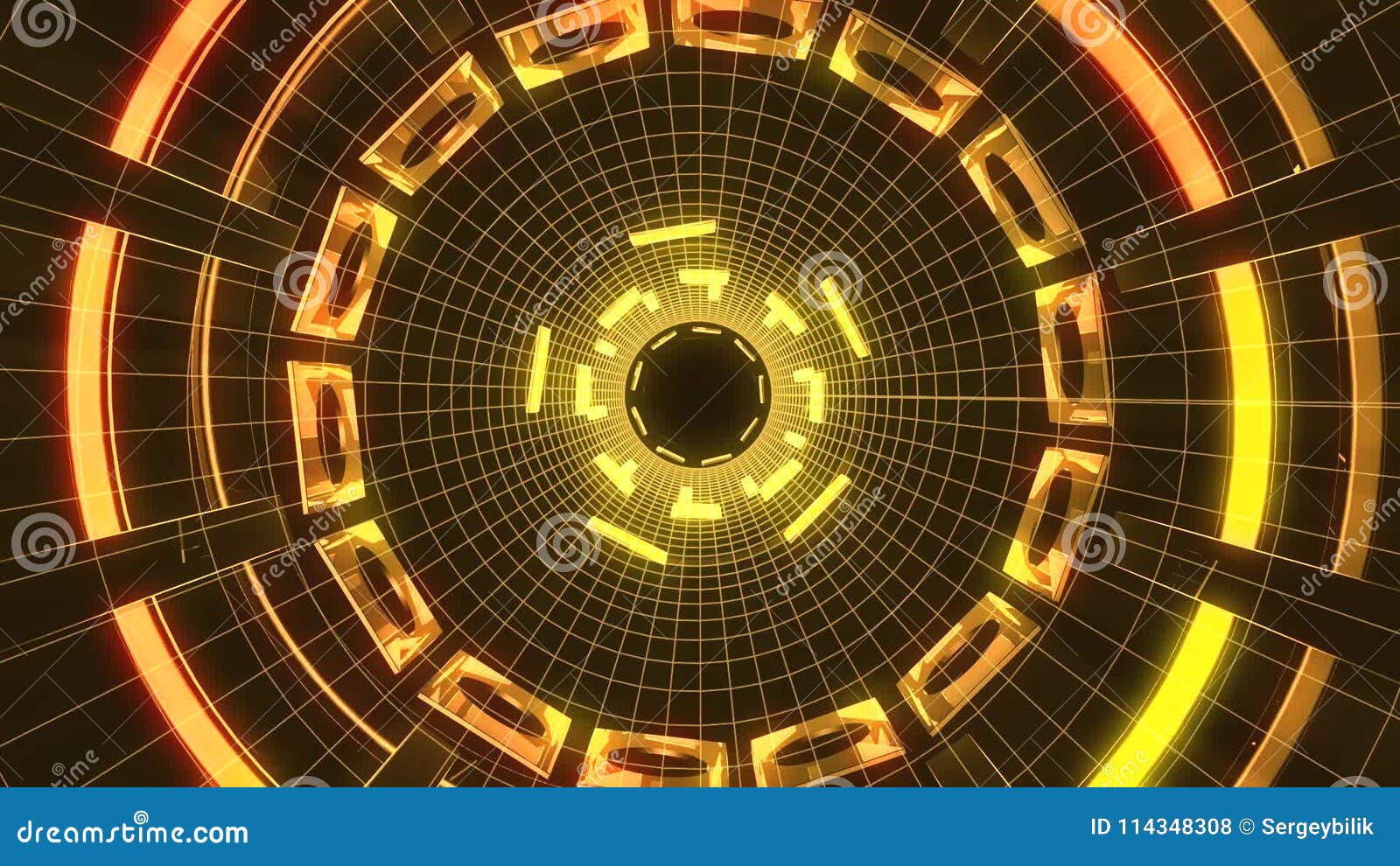 Flight In Out Through Block Grid Neon Lights Abstract Cyber Tunnel Motion Graphics Animation Background Loop New Quality