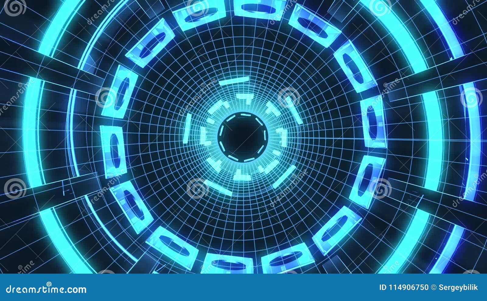 Flight In Out Through Block Grid Neon Lights Abstract Cyber Tunnel Motion Graphics Animation Background Loop New Quality Global Spiral