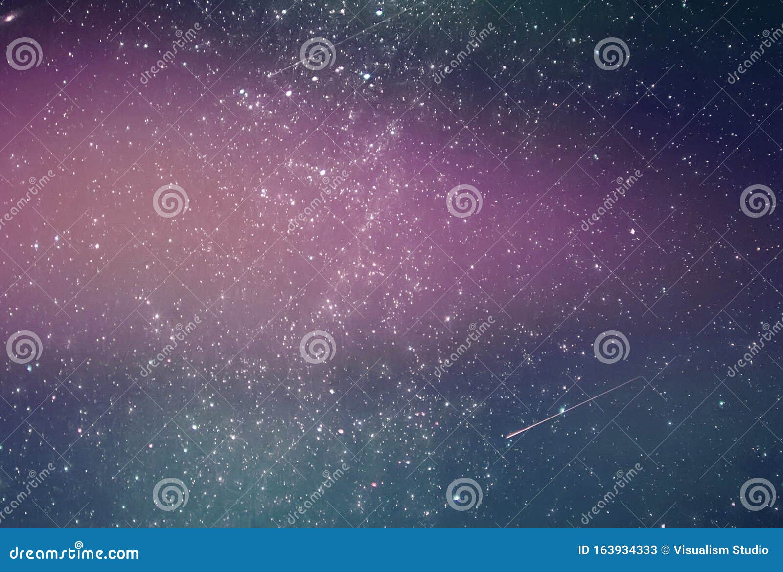 Abstract Galaxy Background With Stars And Planets With Pink Galaxy