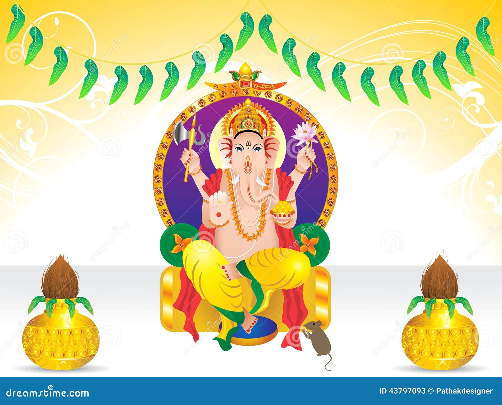 Abstract Ganesha Chaturthi Background Stock Vector - Illustration of  detaild, leaf: 43797093