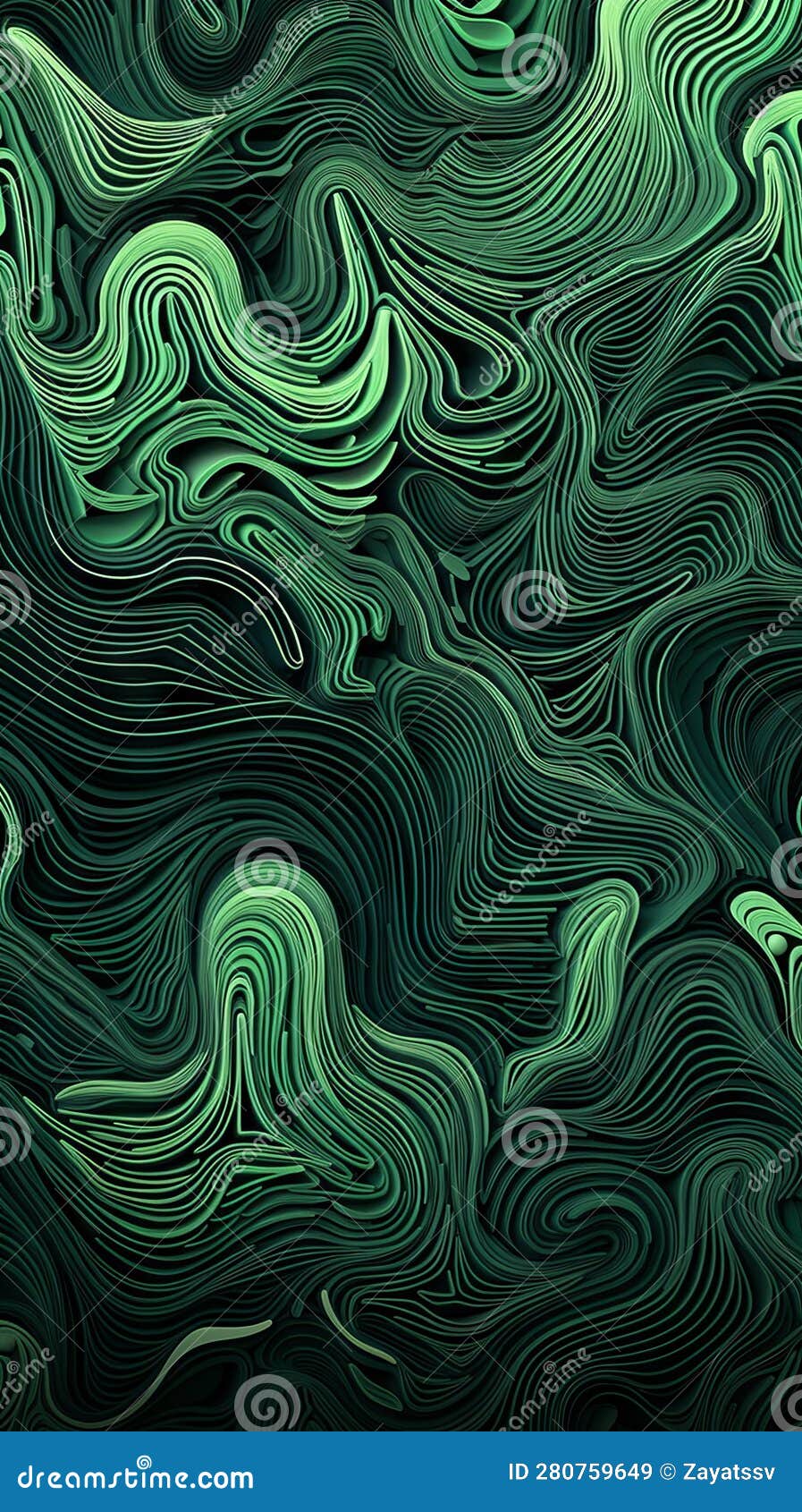 Abstract Geometric Background, Modern Wallpaper with Green Forms, AI