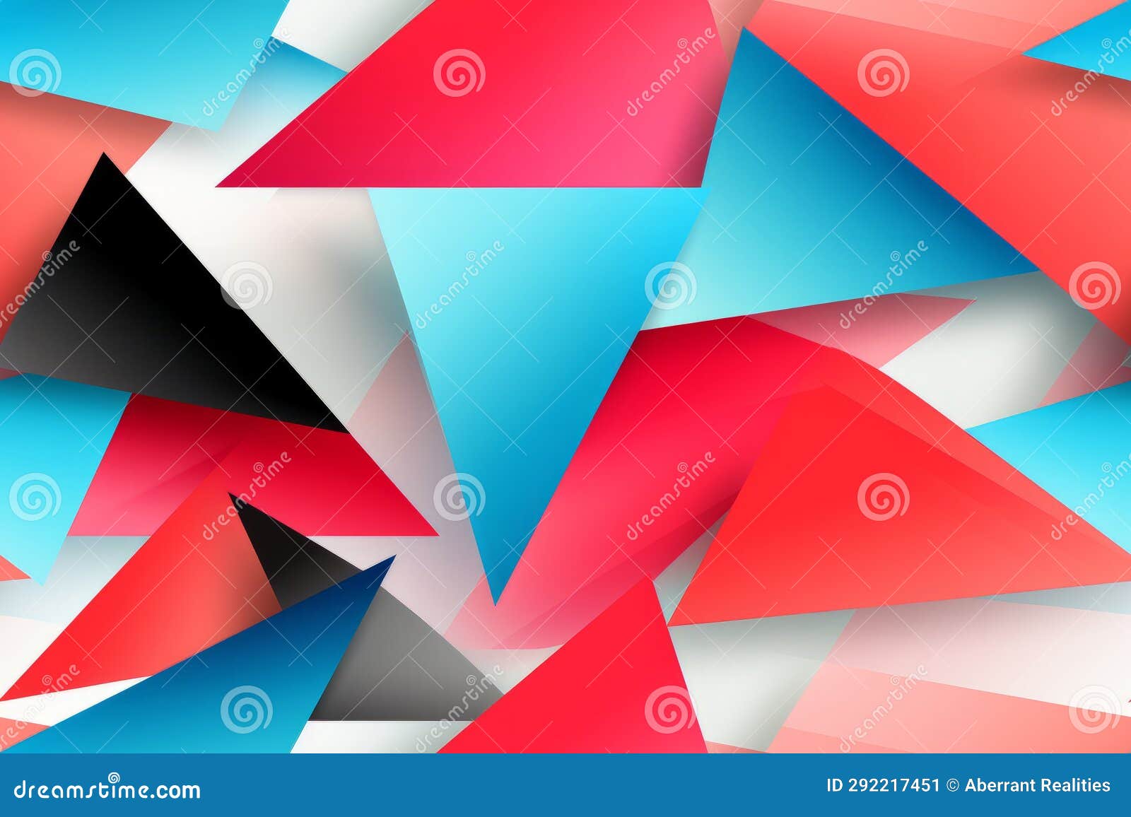 Abstract Geometric Background with Red Blue and Black Triangles Stock