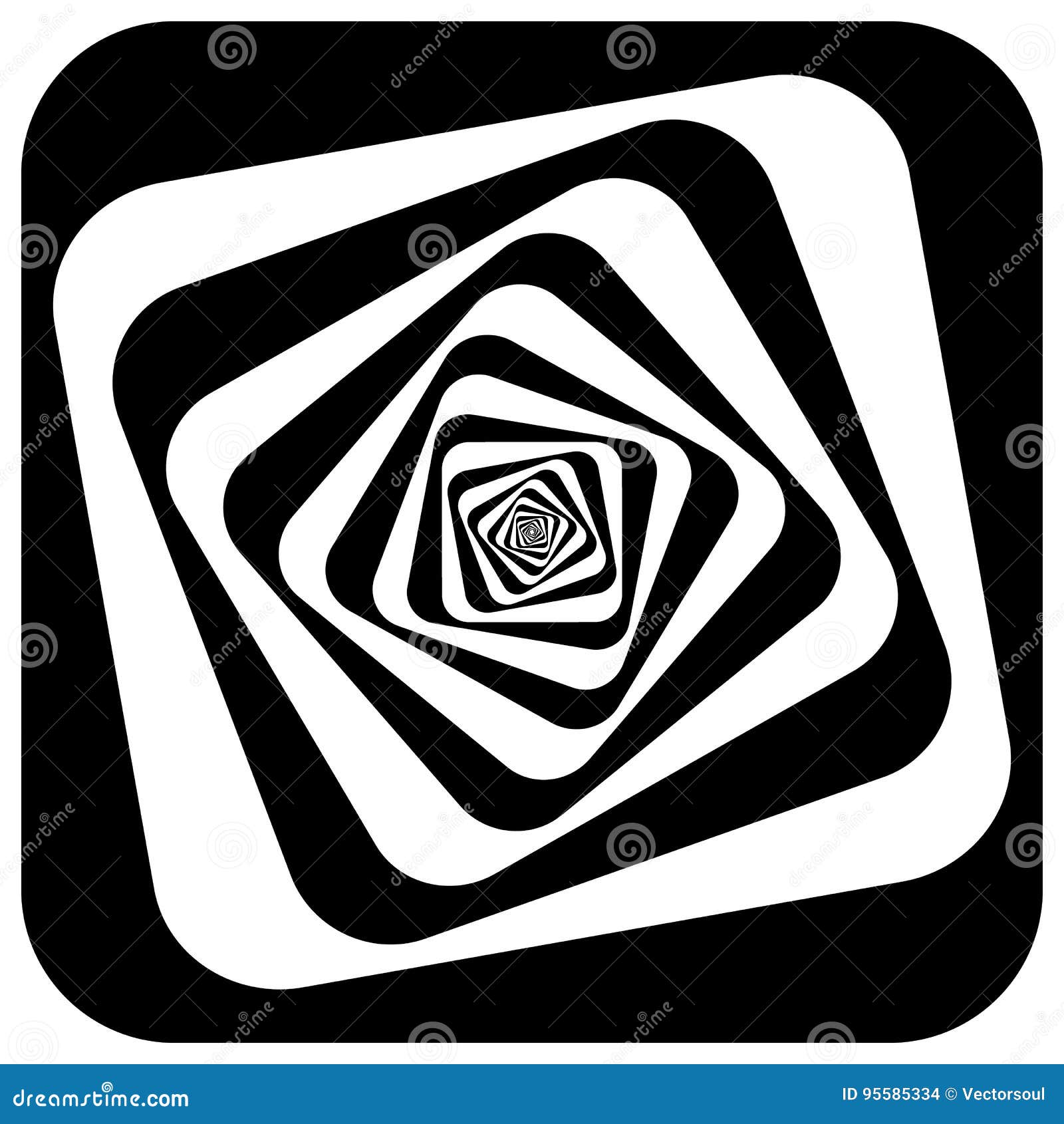 abstract geometric  with inward rotating squares. overlap