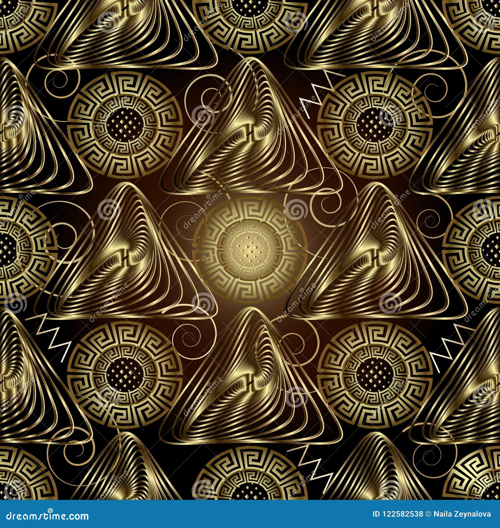abstract geometric gold 3d  seamless pattern.