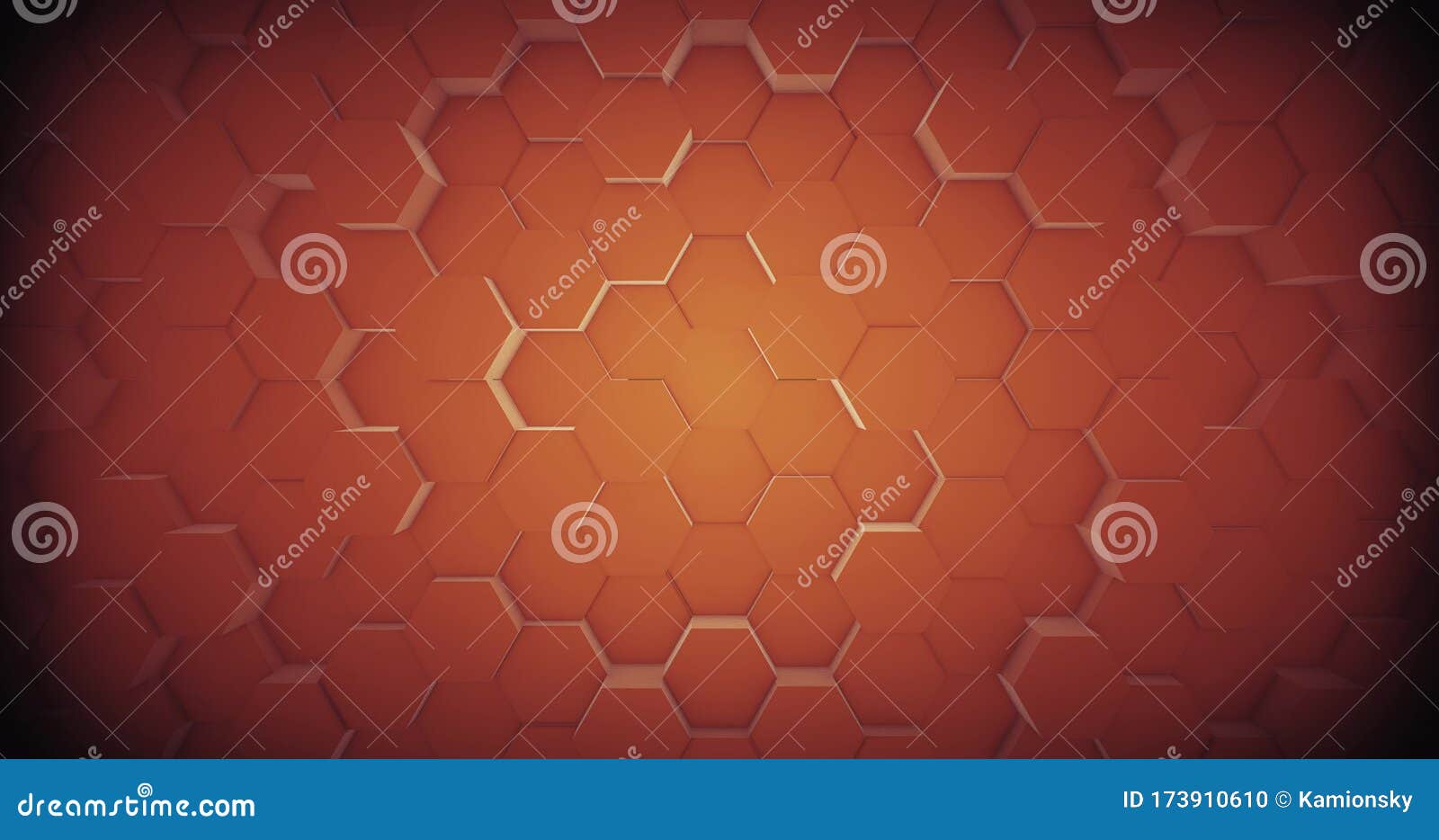 abstract geometric honey gold hexagone background. 3d rendering. 3d 