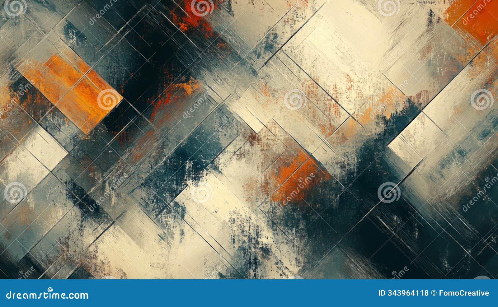 abstract geometric pattern with orange, blue, and white hues