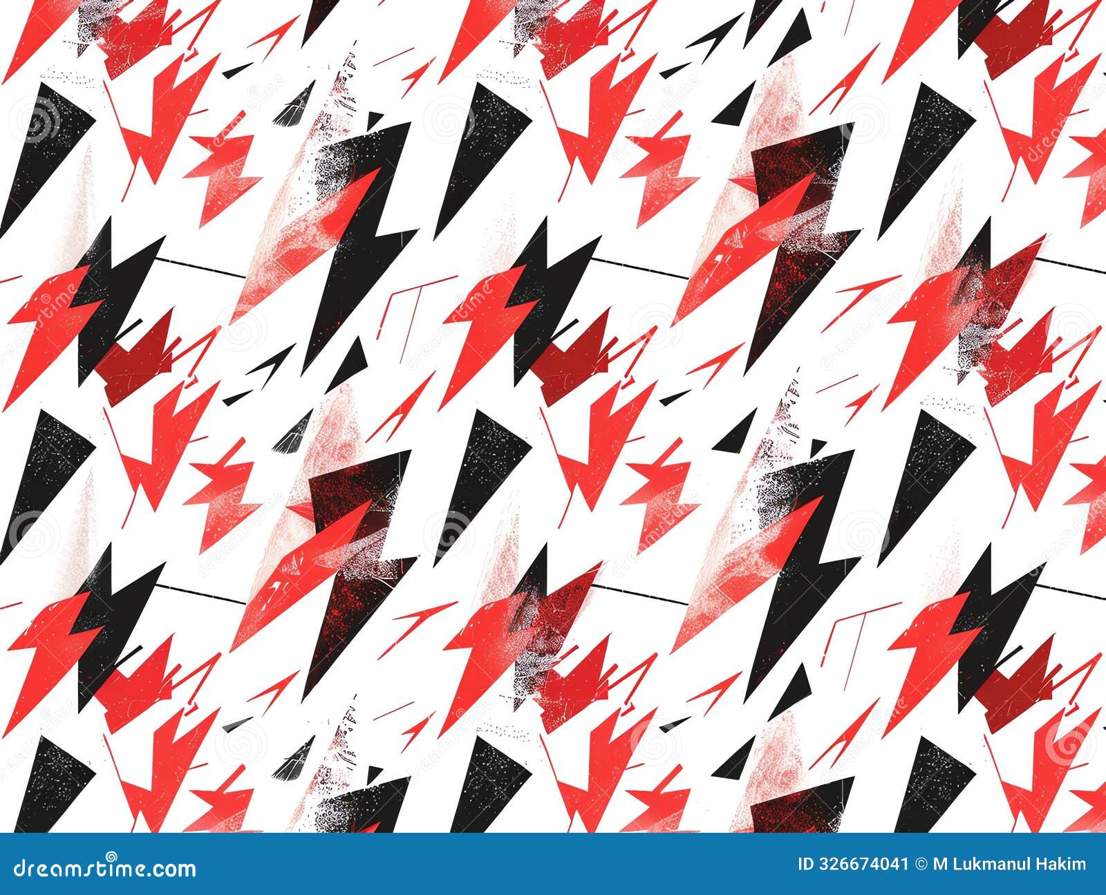 abstract geometric pattern with red, black and white triangles and lightning bolts. modern, dynamic and energetic . ideal