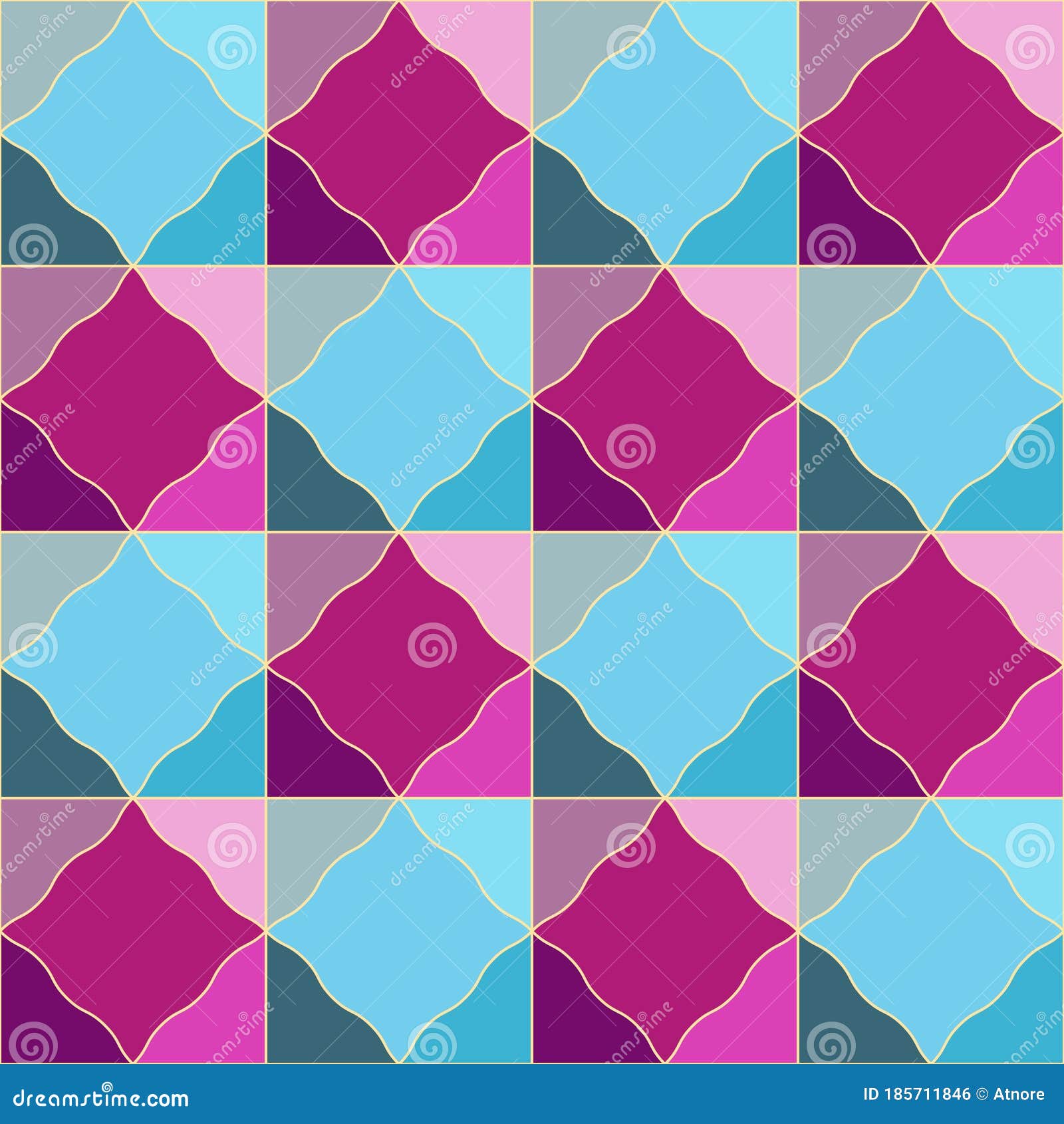 seamless geometric pattern of purple and blue tiles