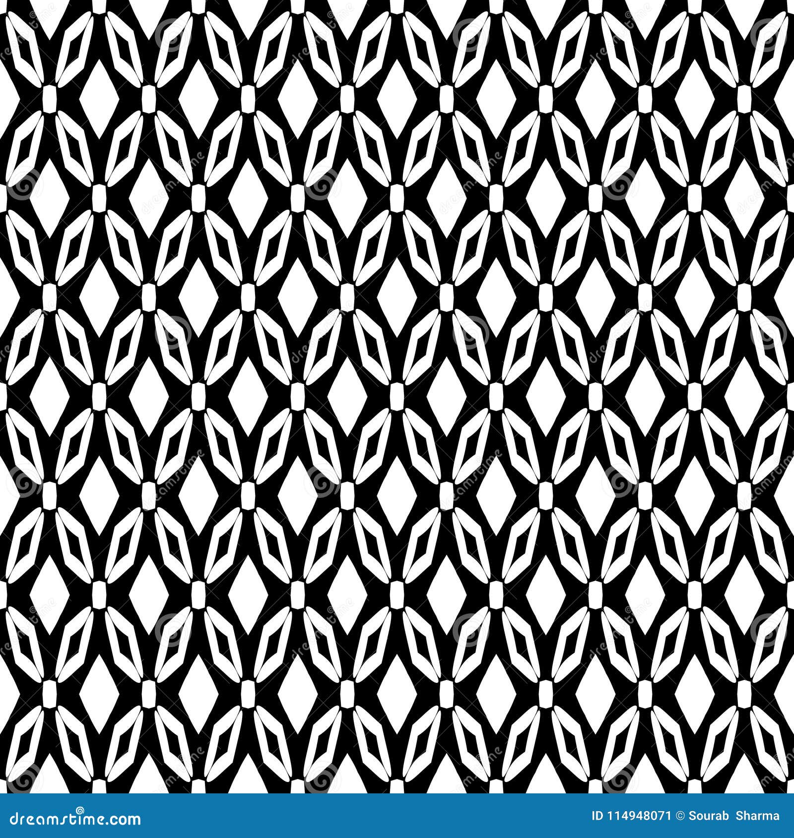 Vector Seamless Black and White Geometric Pattern Background. Stock