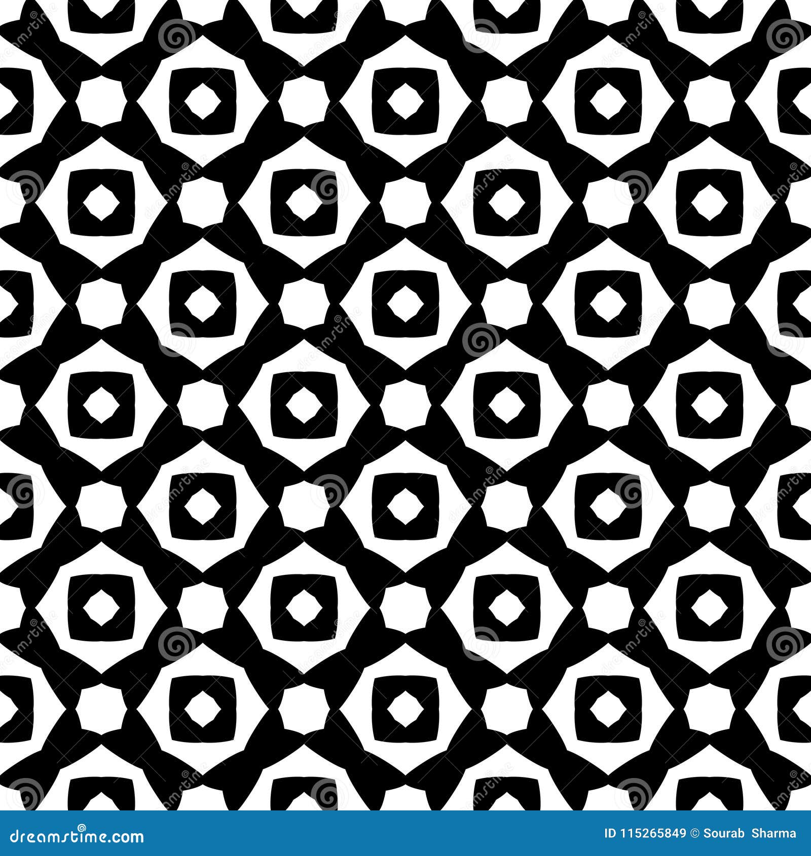 Vector Seamless Black and White Geometric Pattern Background. Stock