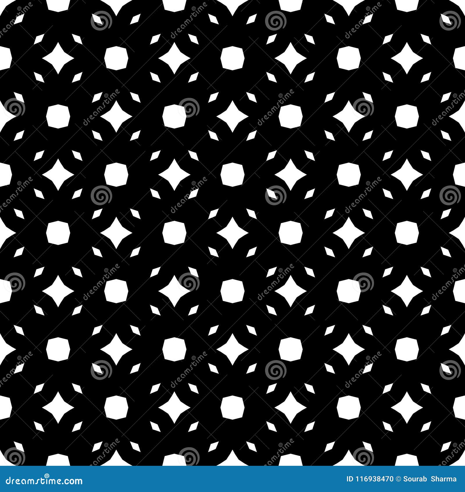 Vector Seamless Black and White Geometric Pattern Background. Stock