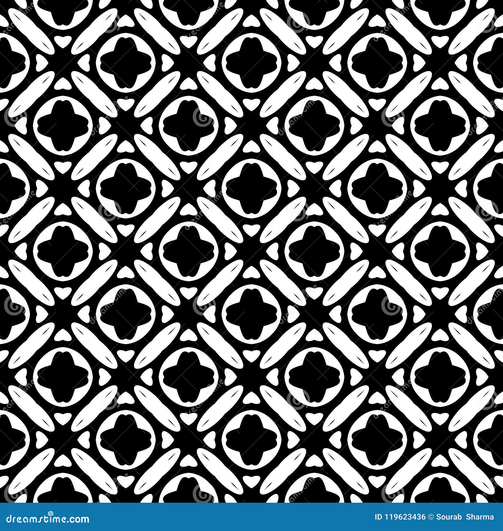 Vector Seamless Black and White Geometric Pattern Background. Stock