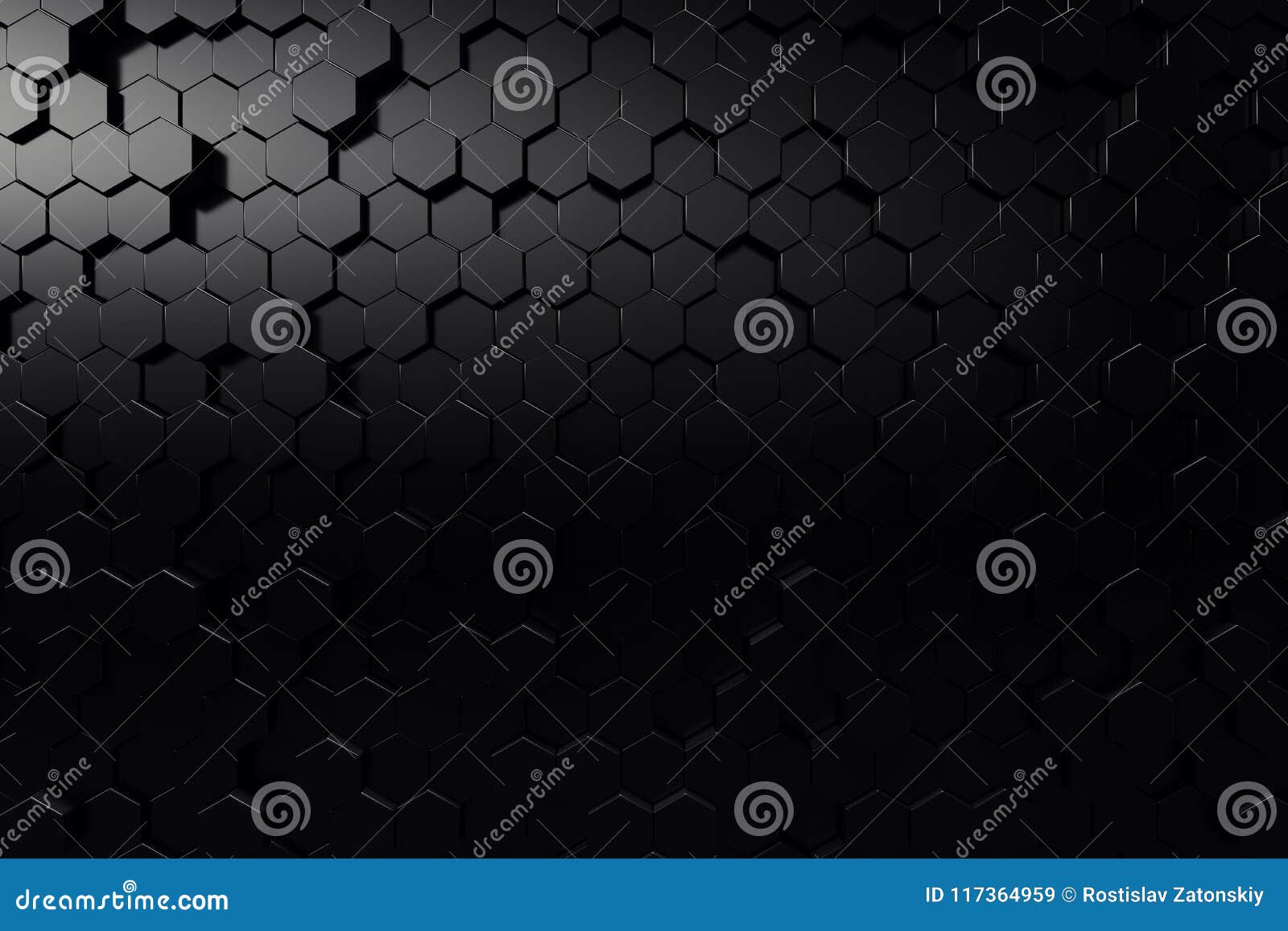 abstract geometric surface. hexagonal black background. 3d rendering