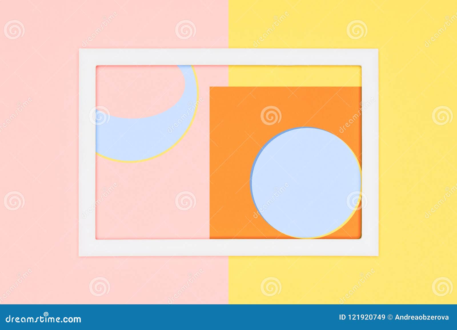 Abstract Pastel Colored Paper Texture Minimalism Background. Minimal  Geometric Shapes And Lines Composition. Blue, Orange, Pink Pastel Color  Paper Geometric Flat Lay Banner With Copy Space. Stock Photo, Picture and  Royalty Free