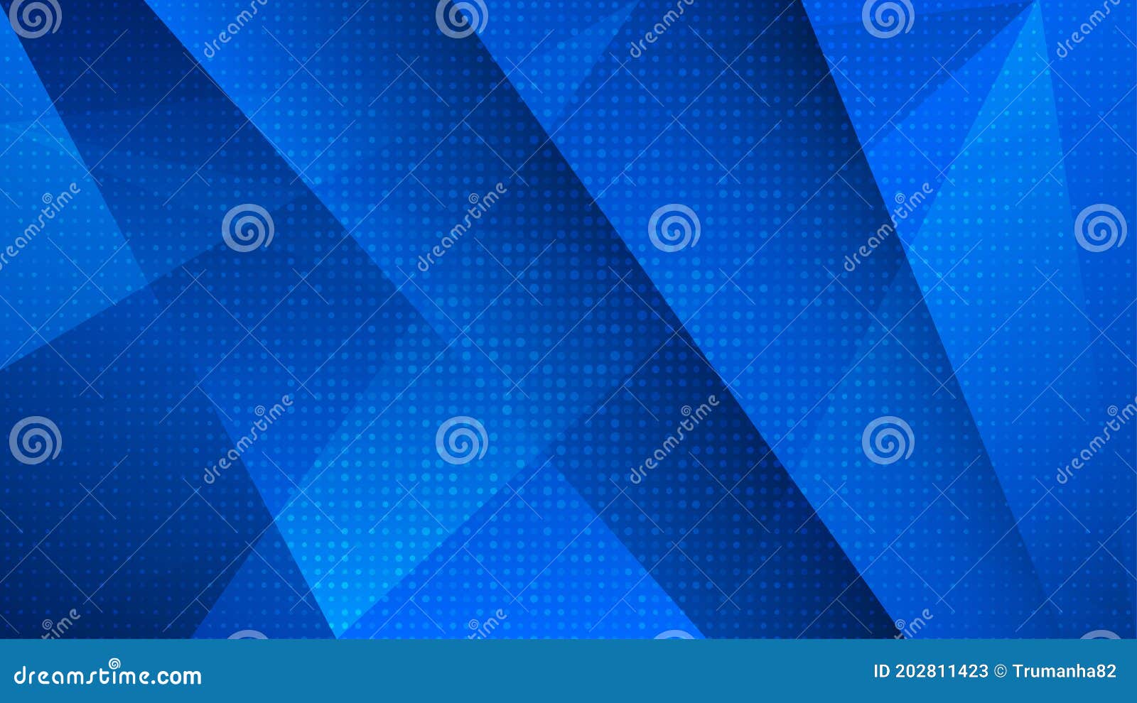  blue geometric background with polygons and halftone dots texture