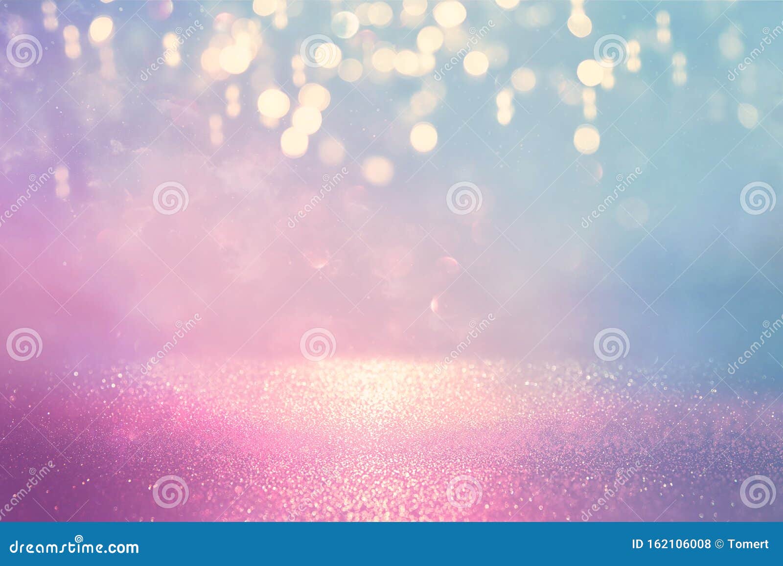 Abstract Glitter Silver, Gold , Blue and Pink Lights Background. Defocused Stock Photo Image