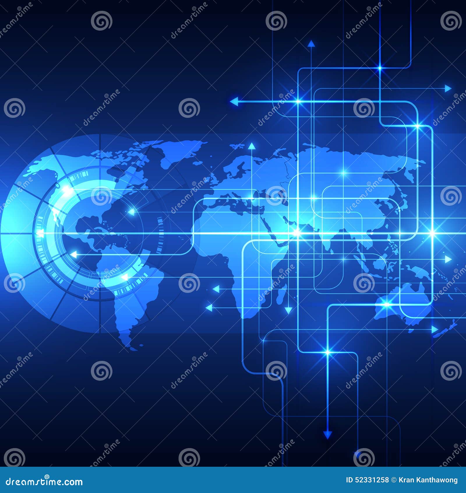 Abstract Global Future Technology Background Vector Illustration Stock