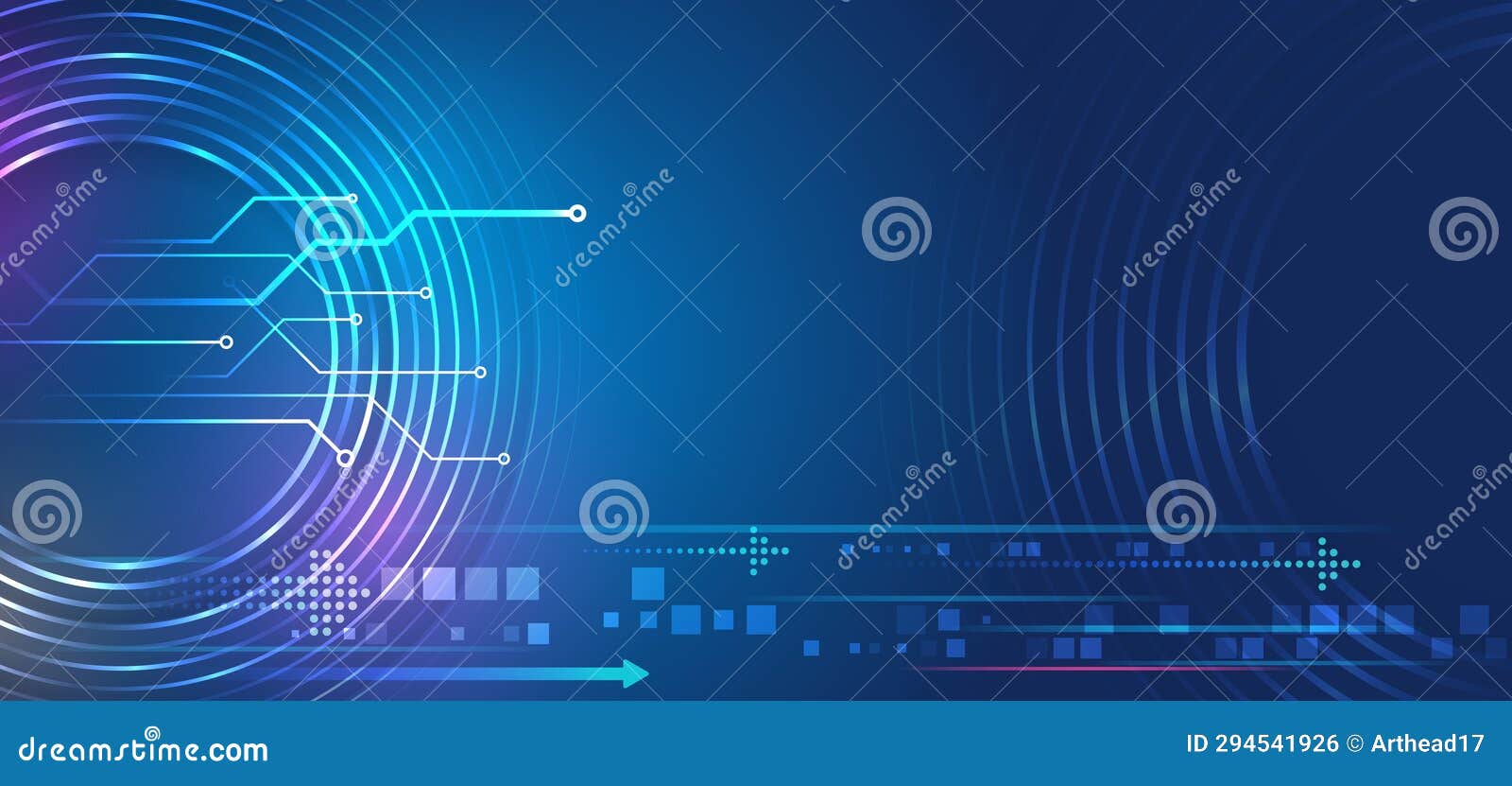 Abstract Global Sci-fi Concept. Digital Internet Communication on Blue