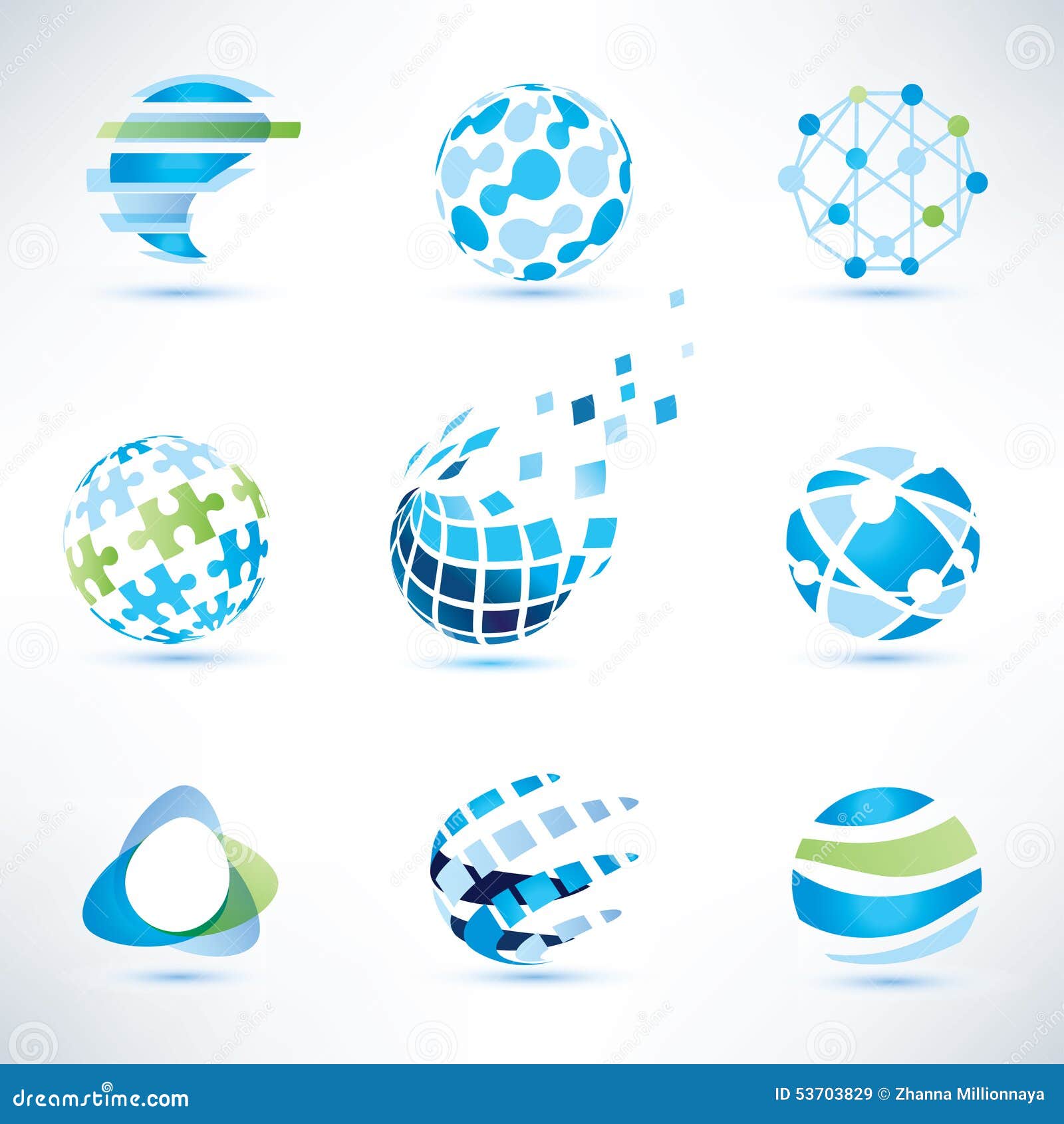 abstract globe  set, communication and technology icons