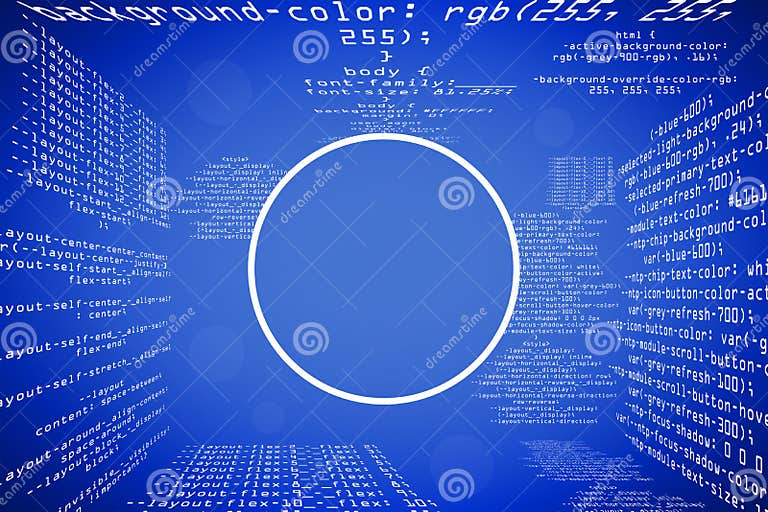 Abstract Glowing Blue Coding Programming Background with Blank Round ...
