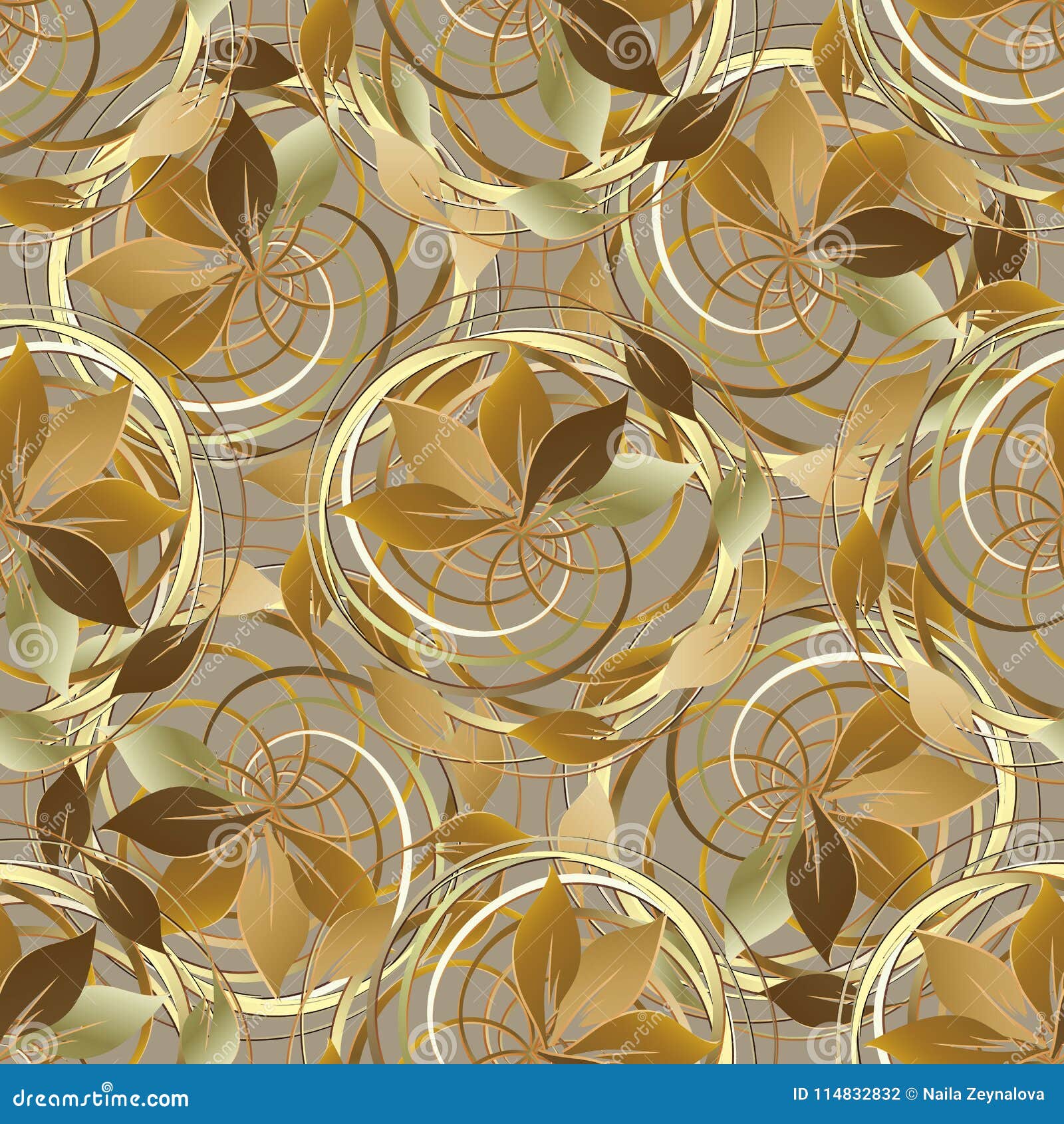 Abstract Gold Autumn 3d Seamless Pattern. Vector Leafy Floral Ba Stock  Vector - Illustration of abstract, decoration: 114832832
