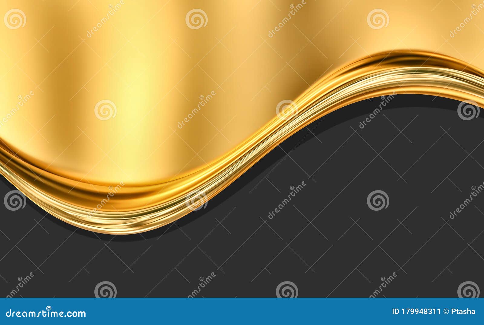 Abstract Gold and Black Background with Liquid Gold Wave Stock