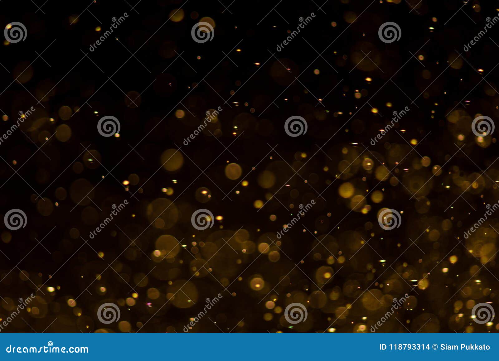 abstract gold bokeh with black background