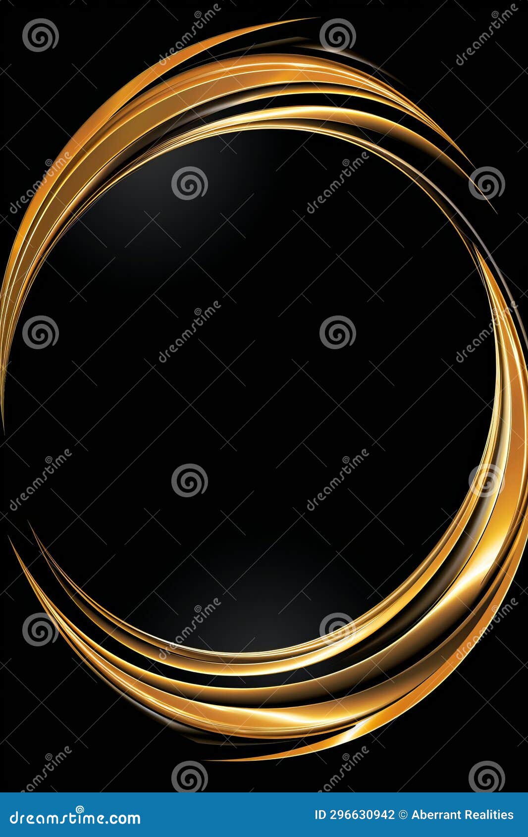 An Abstract Gold Circle on a Black Background Stock Illustration