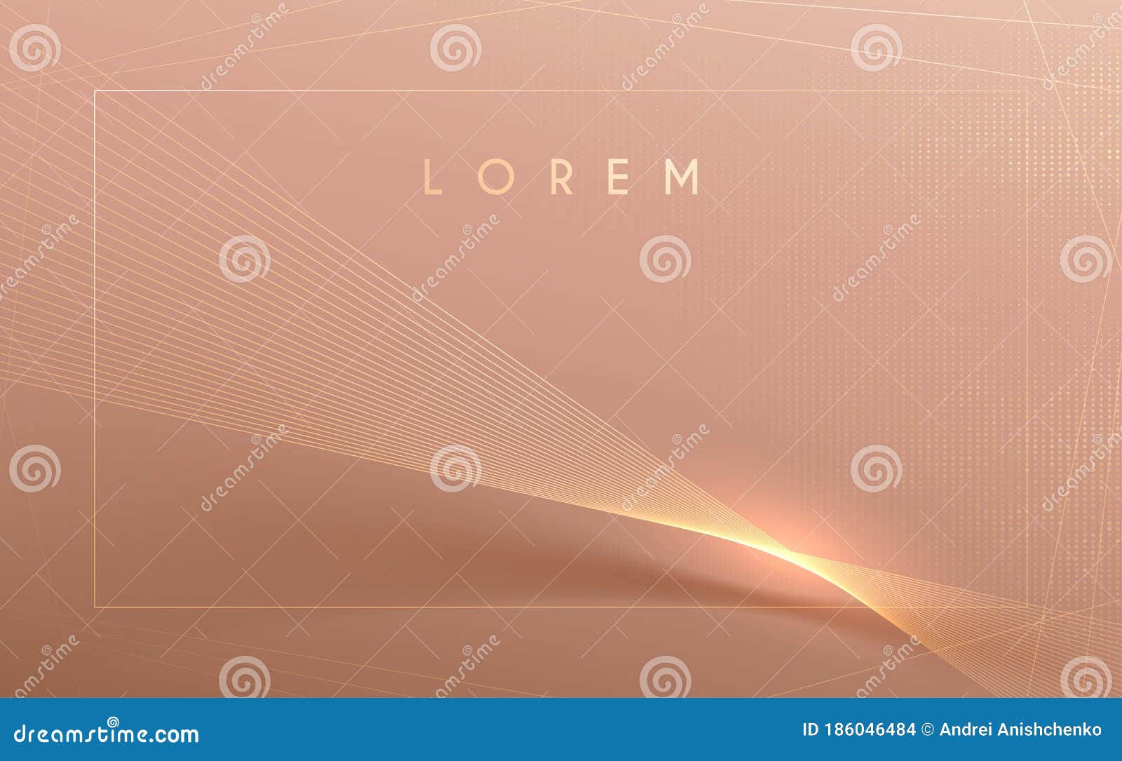 Abstract Gold Light Lines Frame Background Stock Vector Illustration