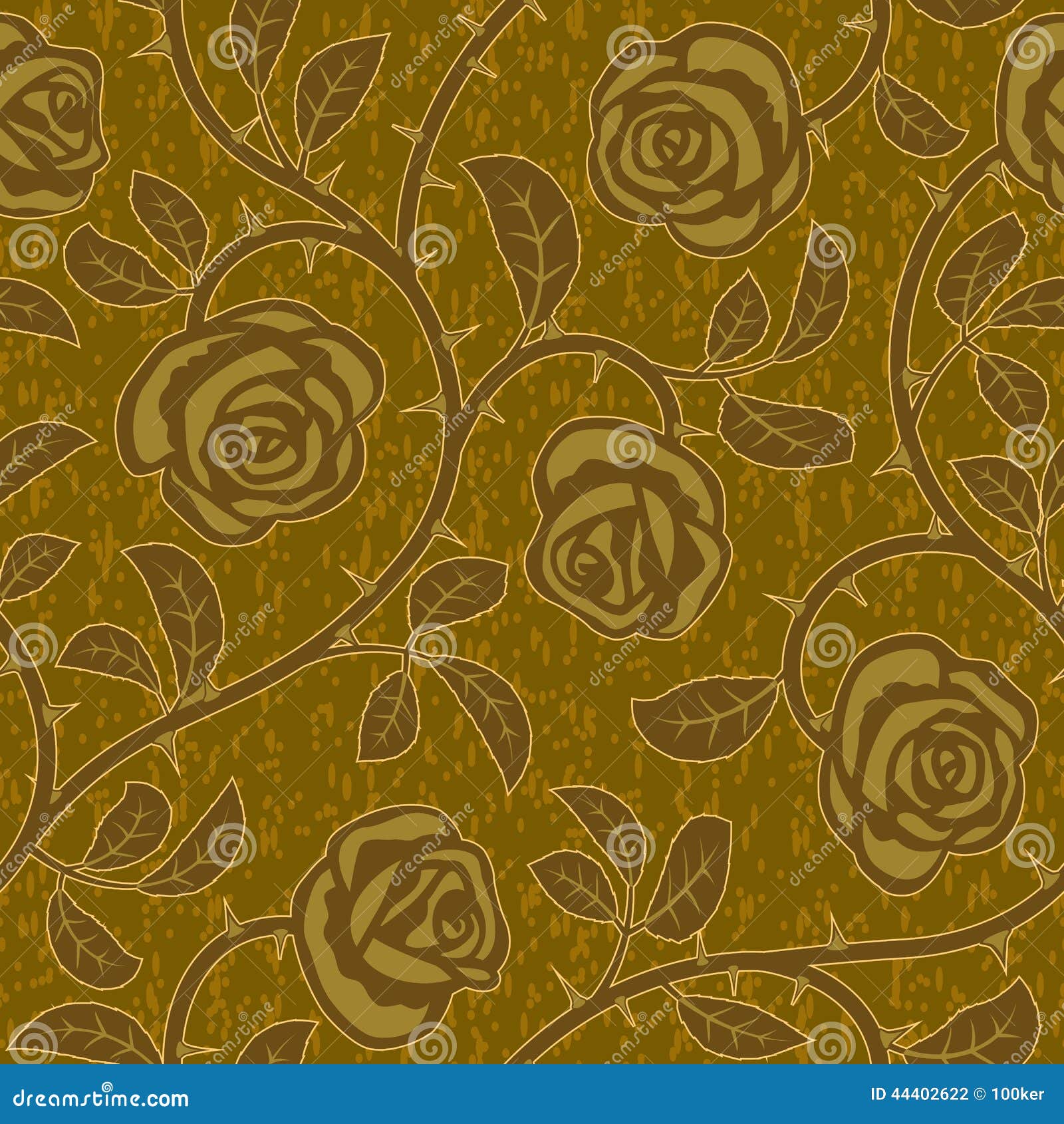 Abstract Gold Rose Flowers Seamless Background Stock Vector ...