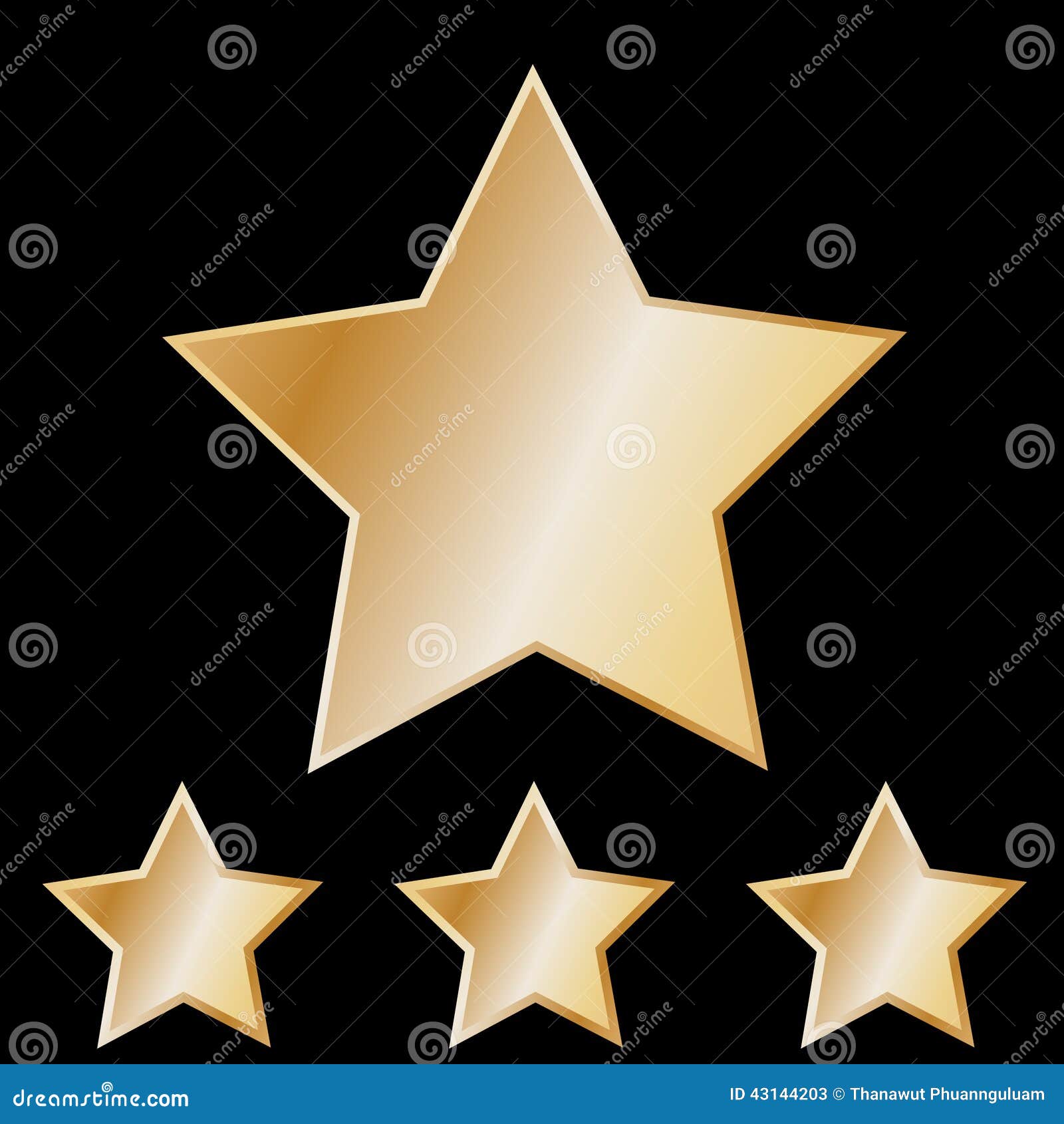 Abstract Gold Star on Black Background Stock Illustration