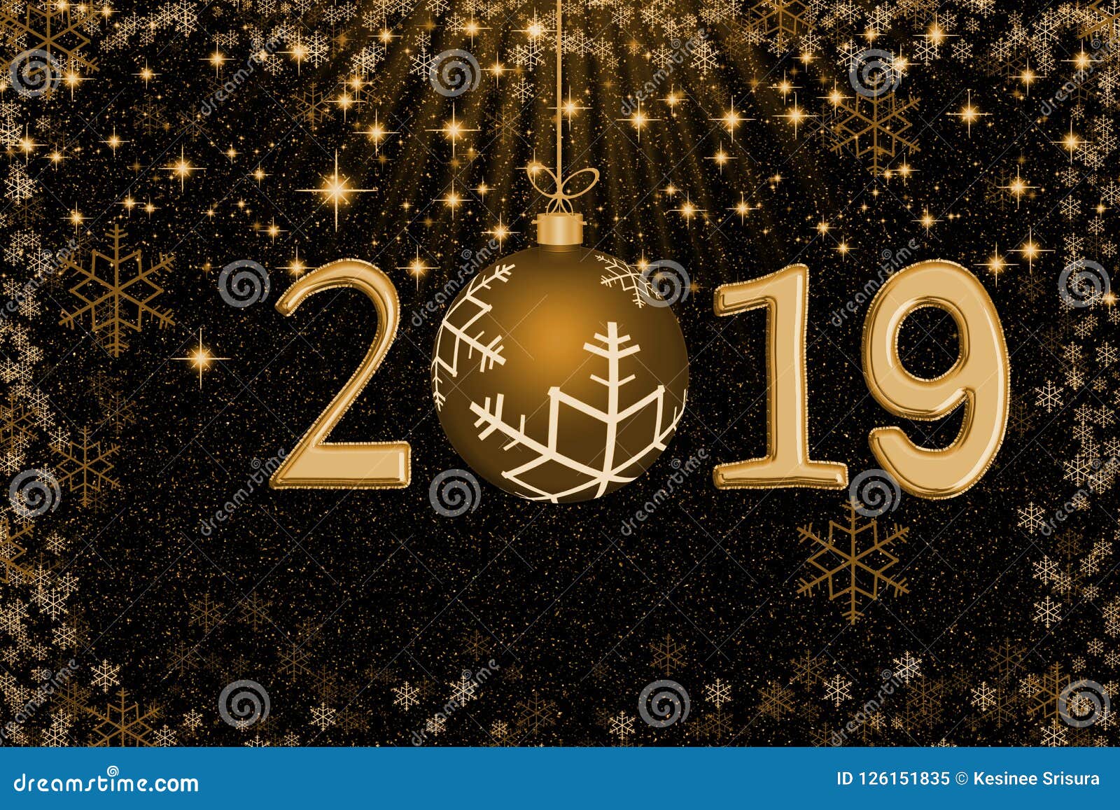 abstract golden christmas balls with number 2019 against stars what day is christmas 2019