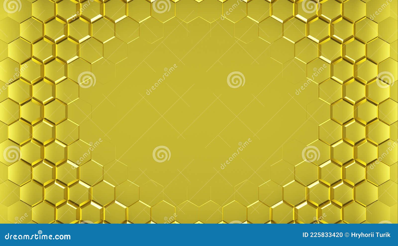 abstract golden hexagons geometric surface.