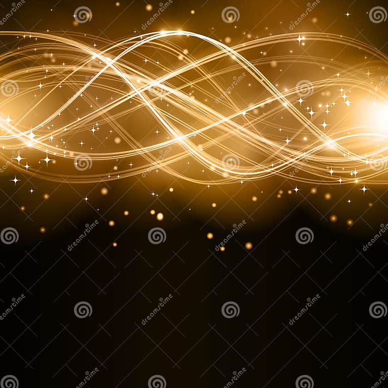 Abstract Golden Wave Pattern with Stars Stock Vector - Illustration of ...