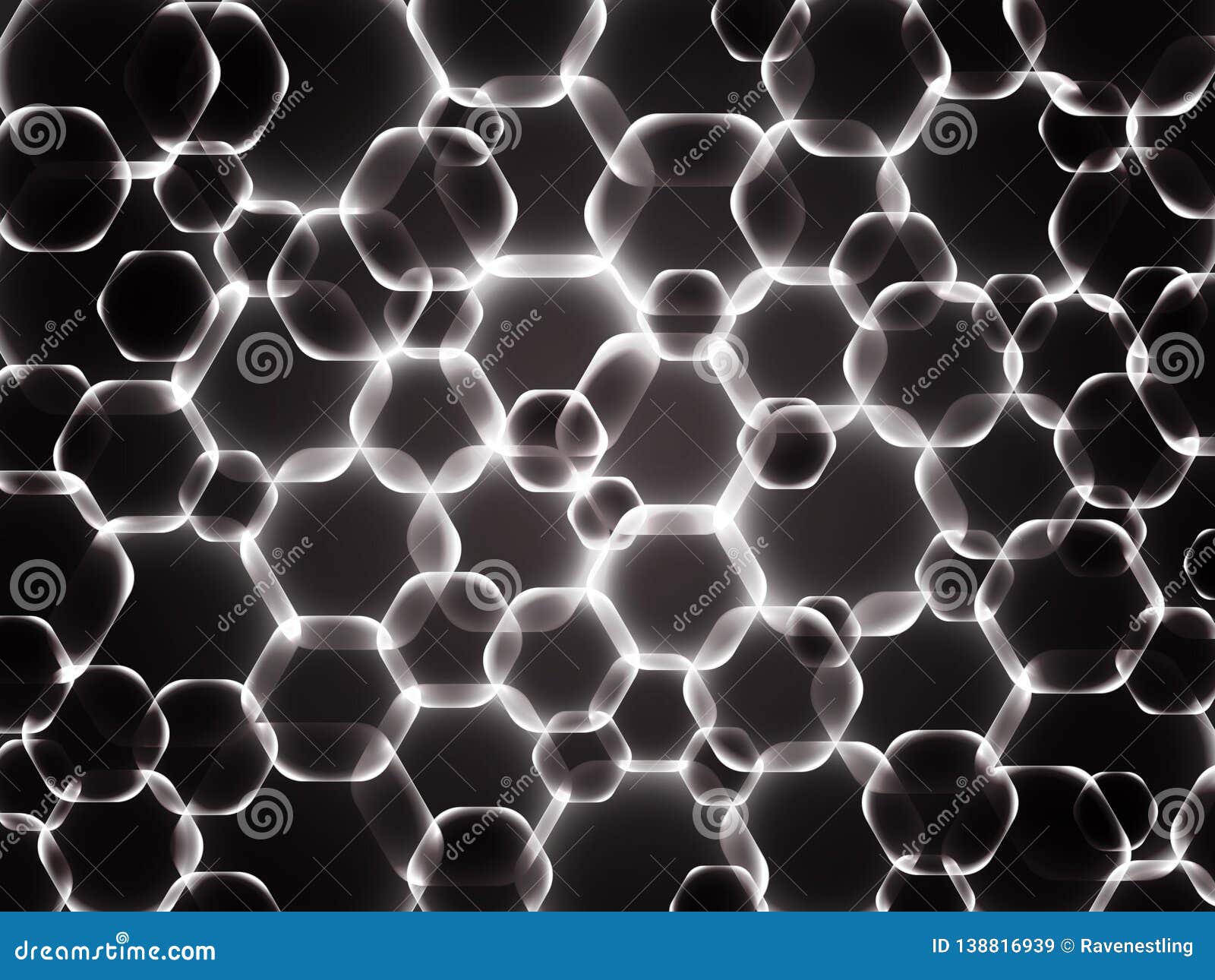 Abstract Gray Background With Dark Transparent Hexagons Stock