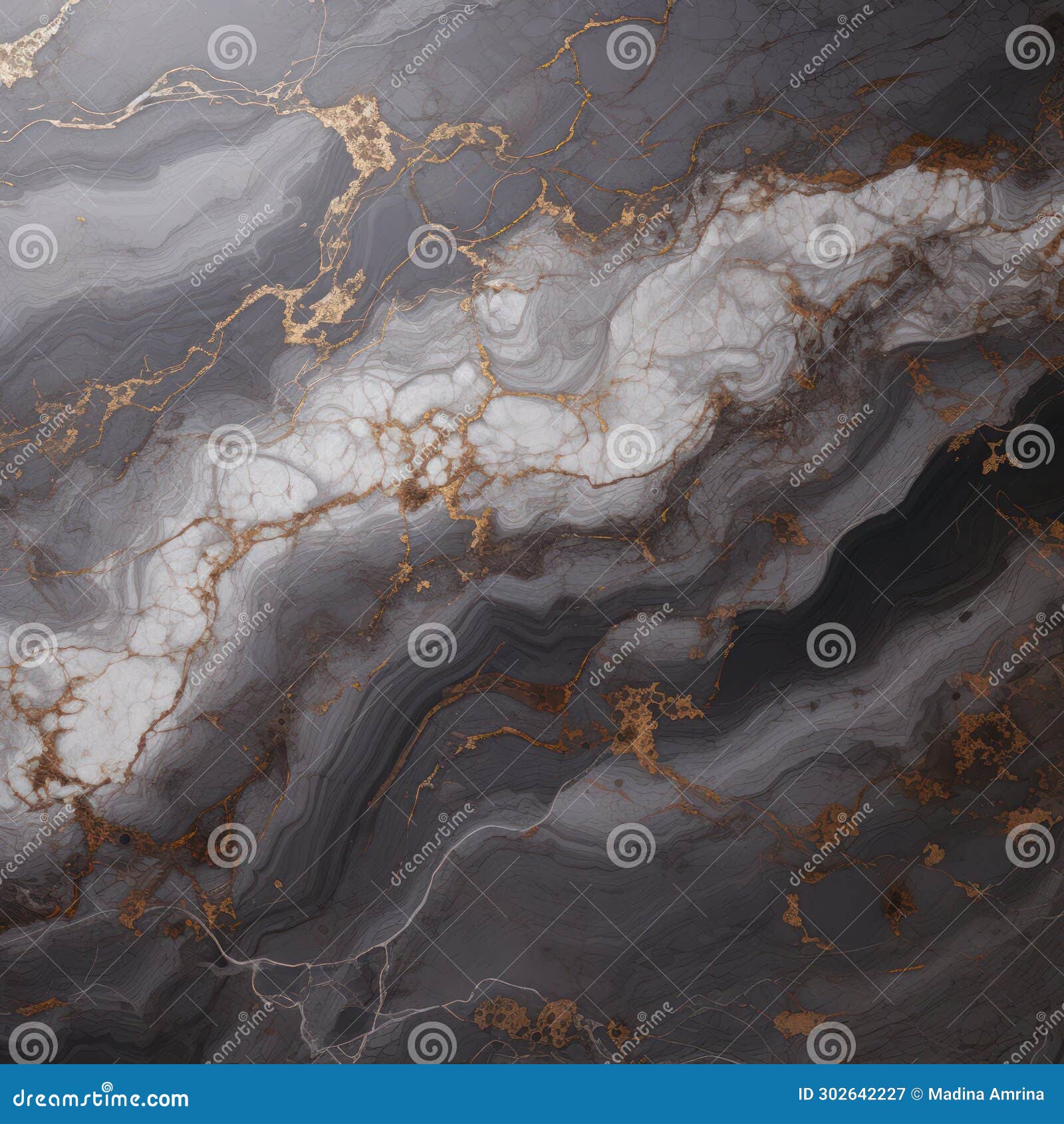 Abstract Gray Marble Texture with Gold Splashes, Blue Luxury Background